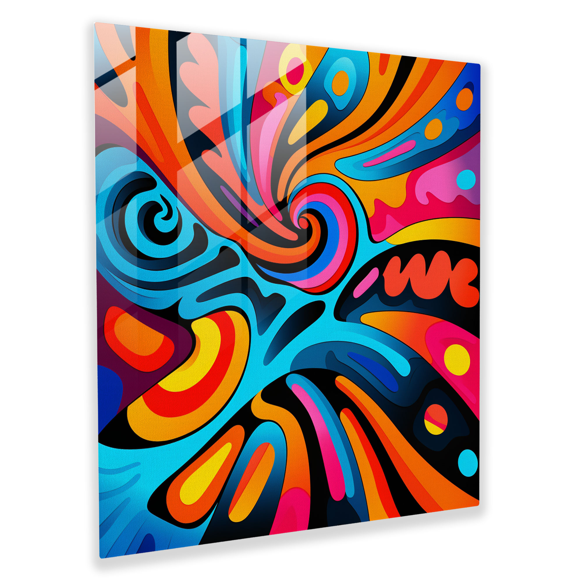 Funky Pop Art Glass Print - Funky, Wall Decoration, Glass Art, Vivid Colors