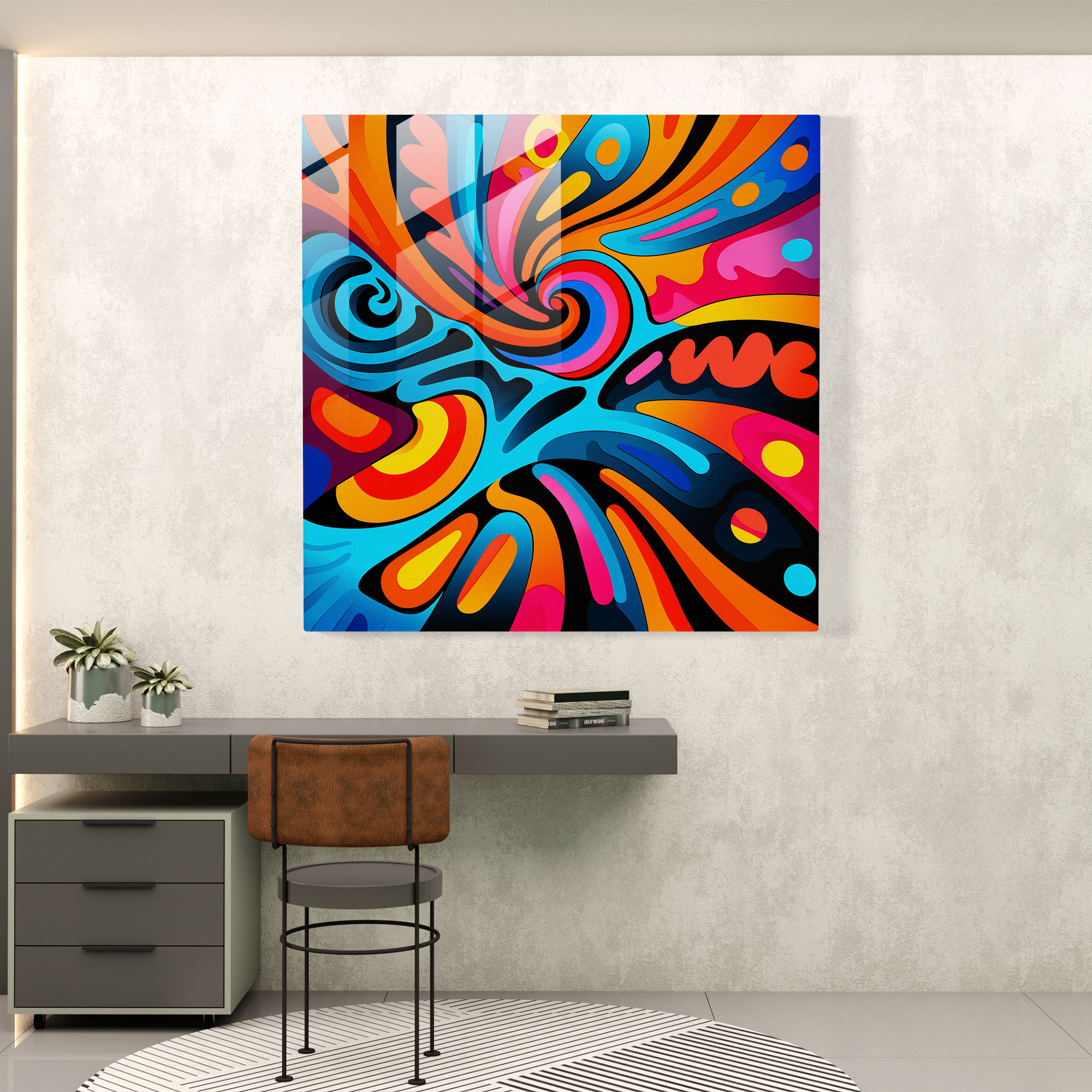 Funky Pop Art Glass Print - Funky, Wall Decoration, Glass Art, Vivid Colors