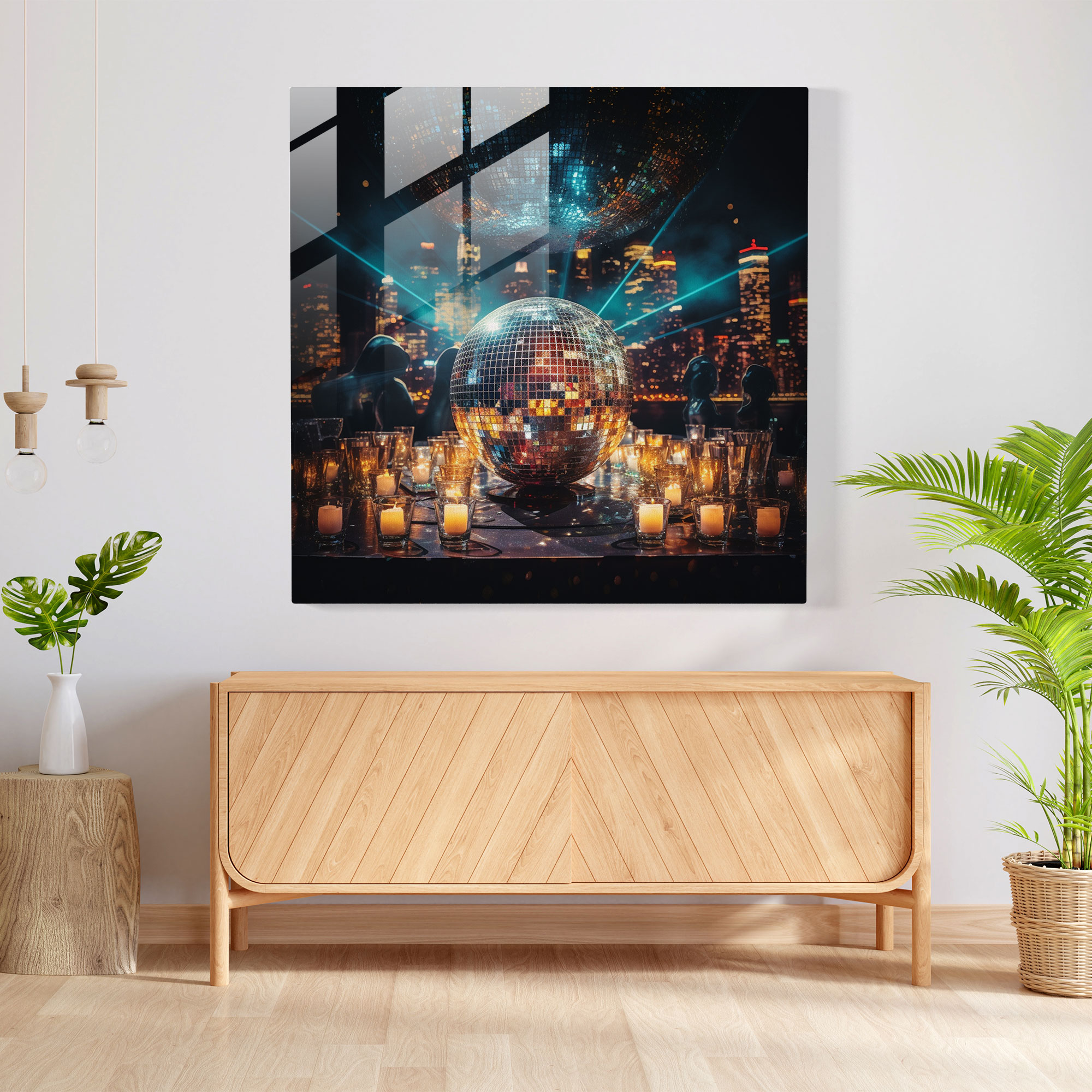 Funky Retro Disco Glass Print - Funky, Glass Art, Glowing, Glass Wall Art
