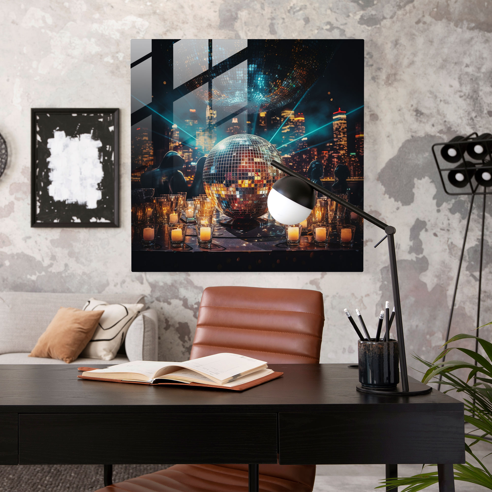 Funky Retro Disco Glass Print - Funky, Glass Art, Glowing, Glass Wall Art