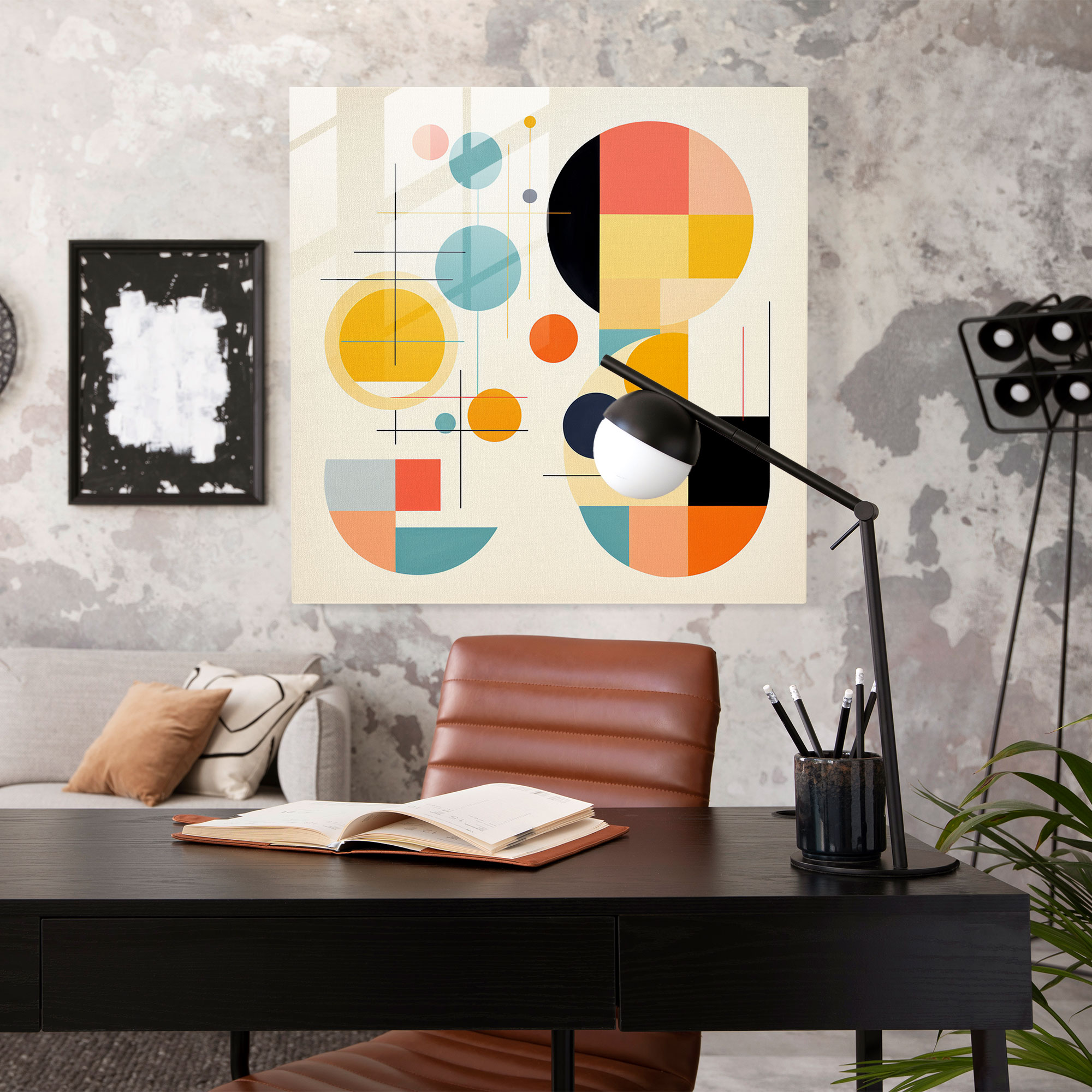 Funky Geometric Abstract Glass Print - Funky, Playful Arrangement, Glass Wall Art, Glass Print