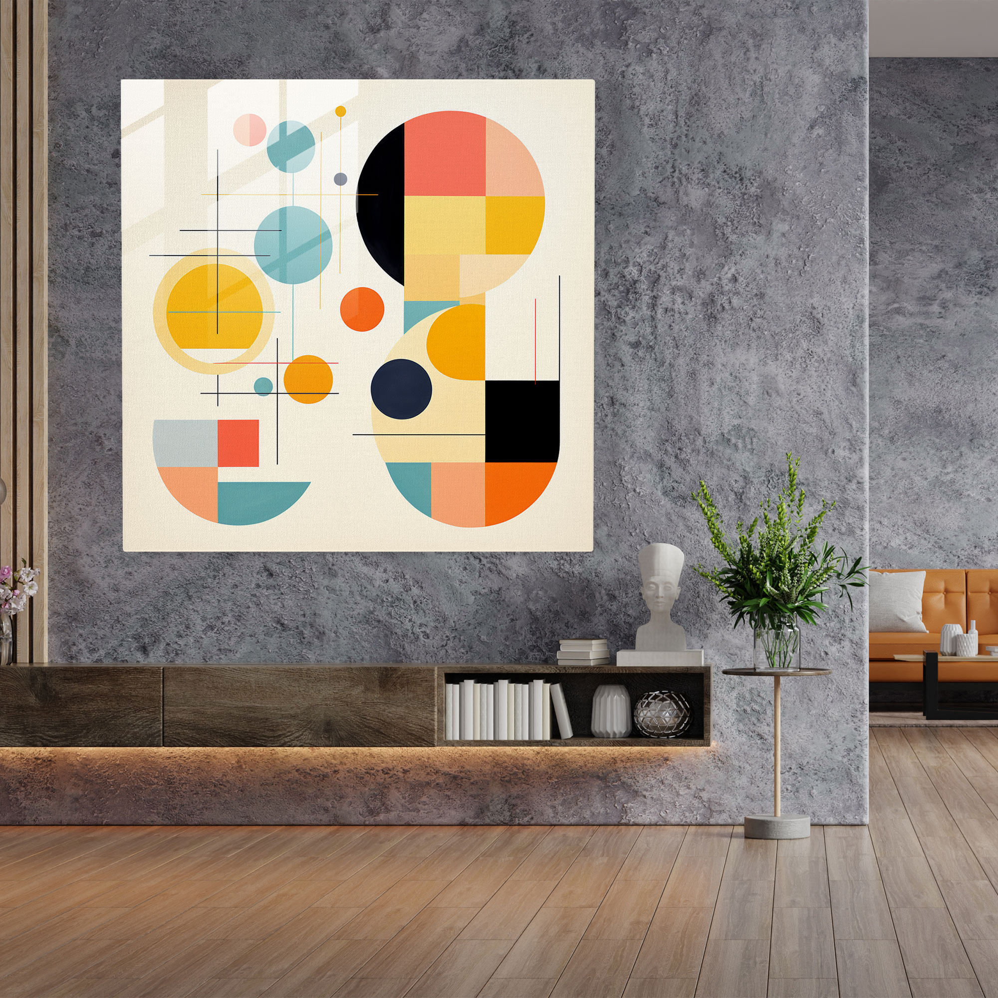 Funky Geometric Abstract Glass Print - Funky, Playful Arrangement, Glass Wall Art, Glass Print