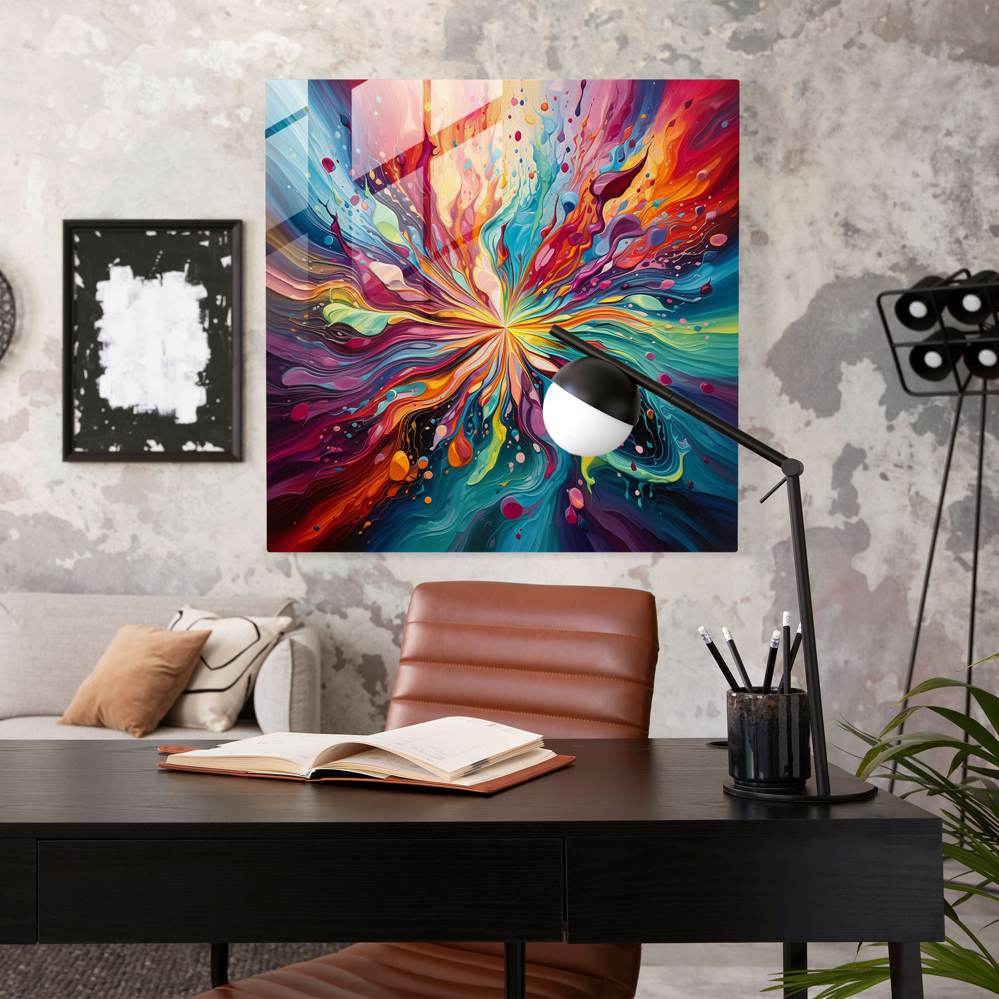 Funky Psychedelic Glass Print - Funky, Psychedelic, Glass Wall Art, Vibrant Colors