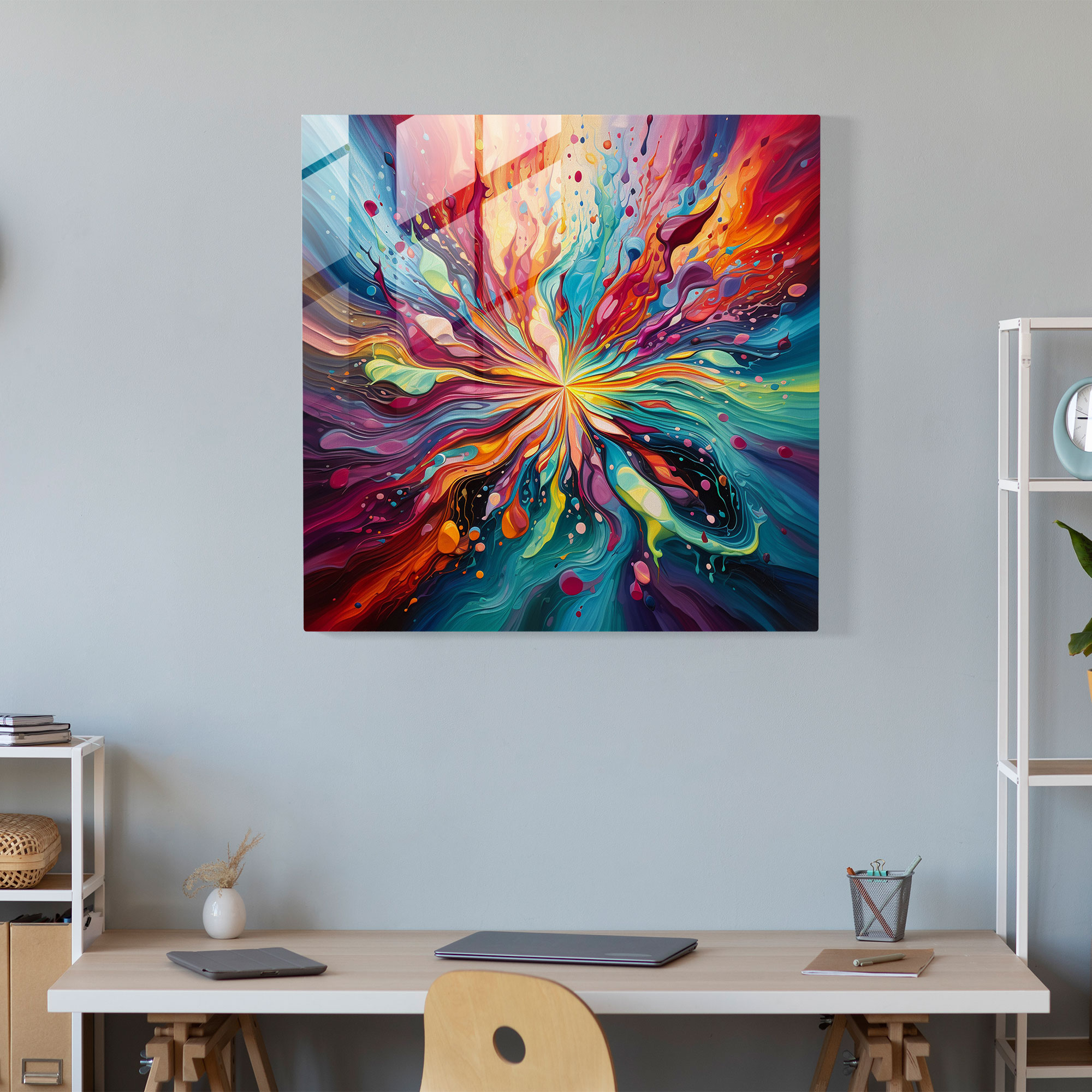 Funky Psychedelic Glass Print - Funky, Psychedelic, Glass Wall Art, Vibrant Colors