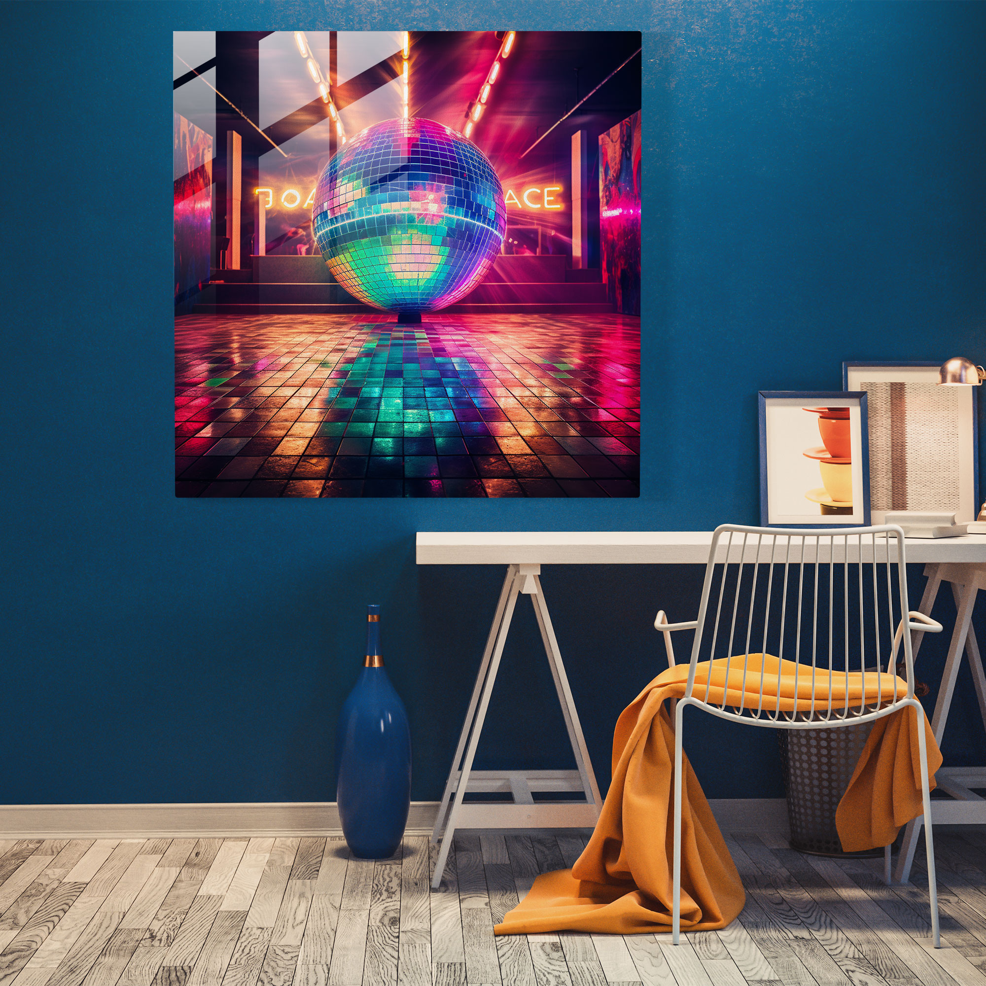 Funky Disco Glass Print - Funky, Wall Decoration, Glass Art, Modern Art