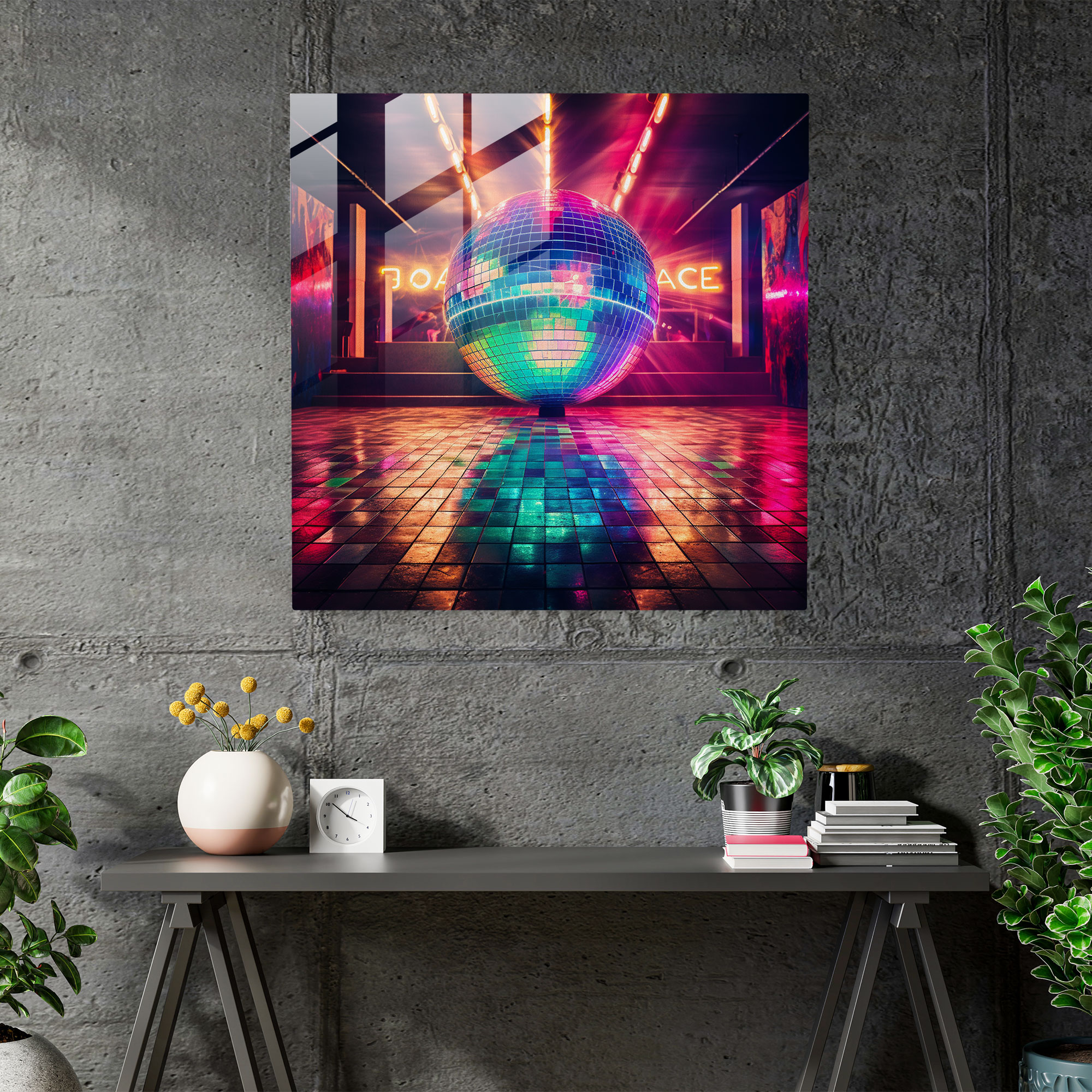 Funky Disco Glass Print - Funky, Wall Decoration, Glass Art, Modern Art