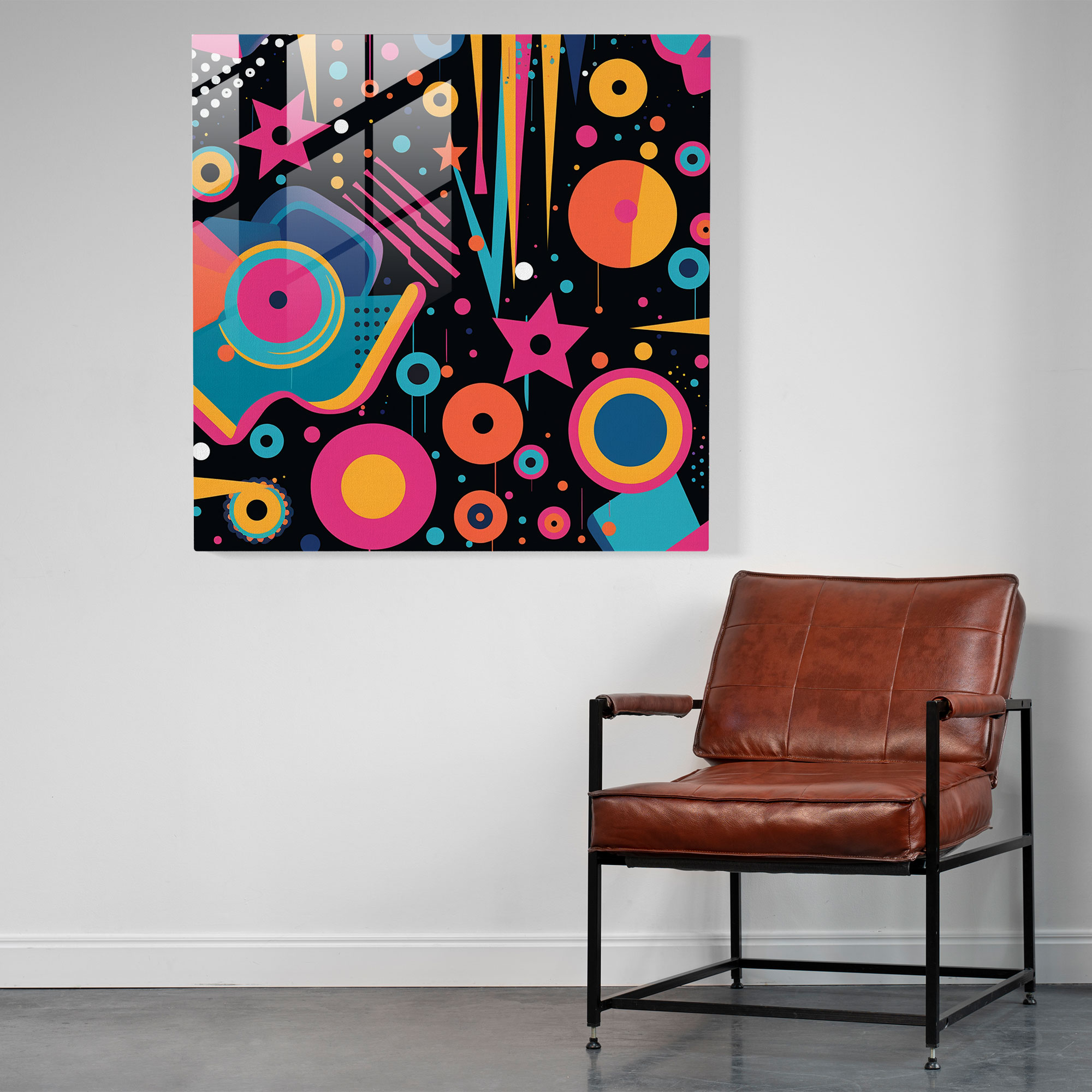 Funky Retro 70S Glass Print - Funky, Retro, Vibrant Colors, Funky