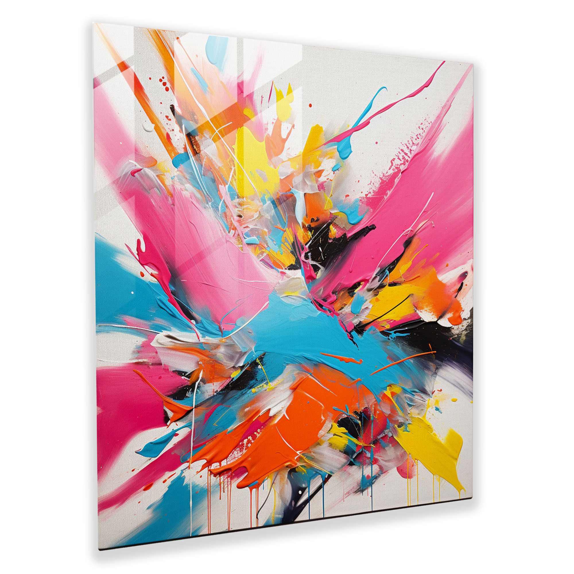 Funky Abstract Expression Glass Print - Funky, Wall Decoration, Bold Brushstrokes, Funky