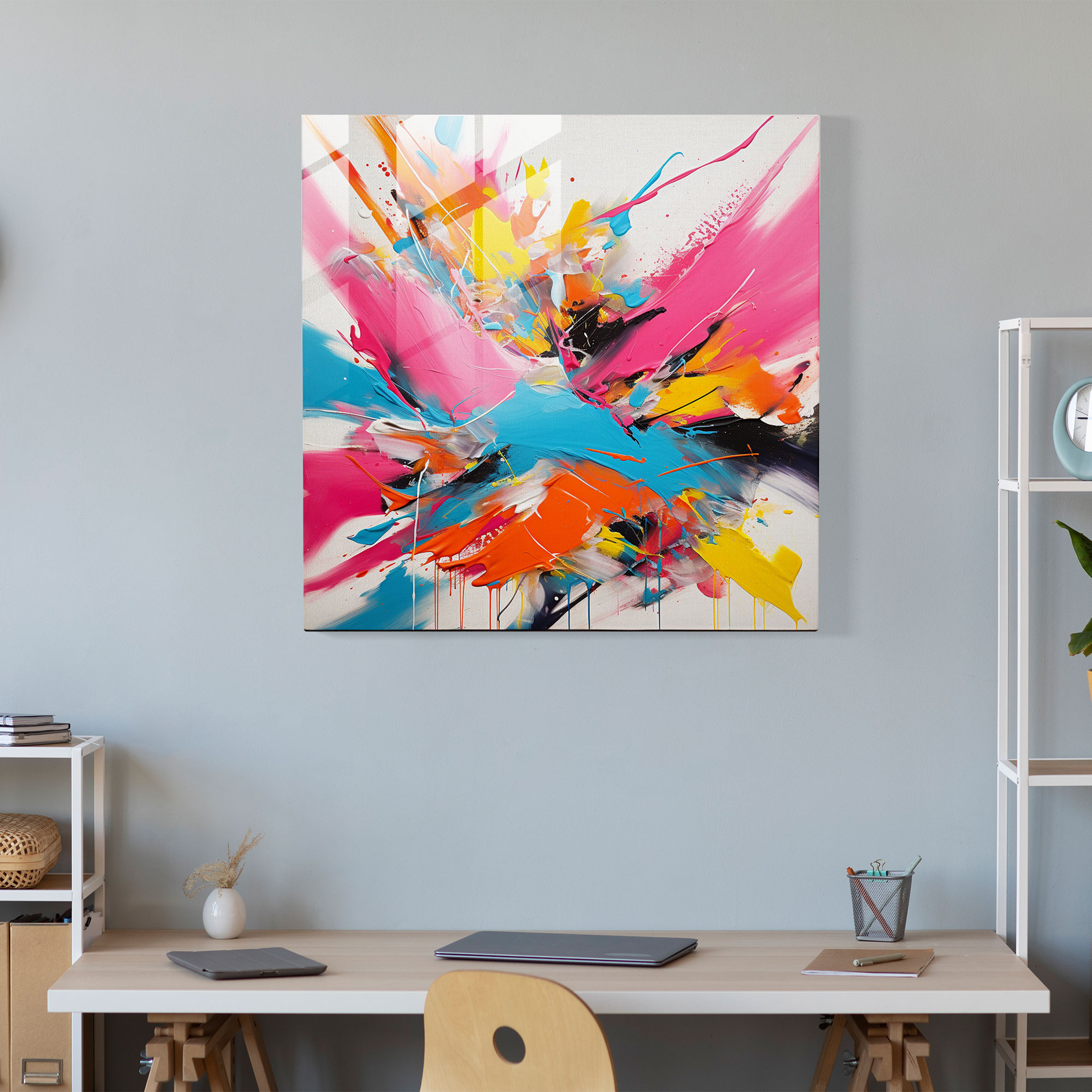 Funky Abstract Expression Glass Print - Funky, Wall Decoration, Bold Brushstrokes, Funky