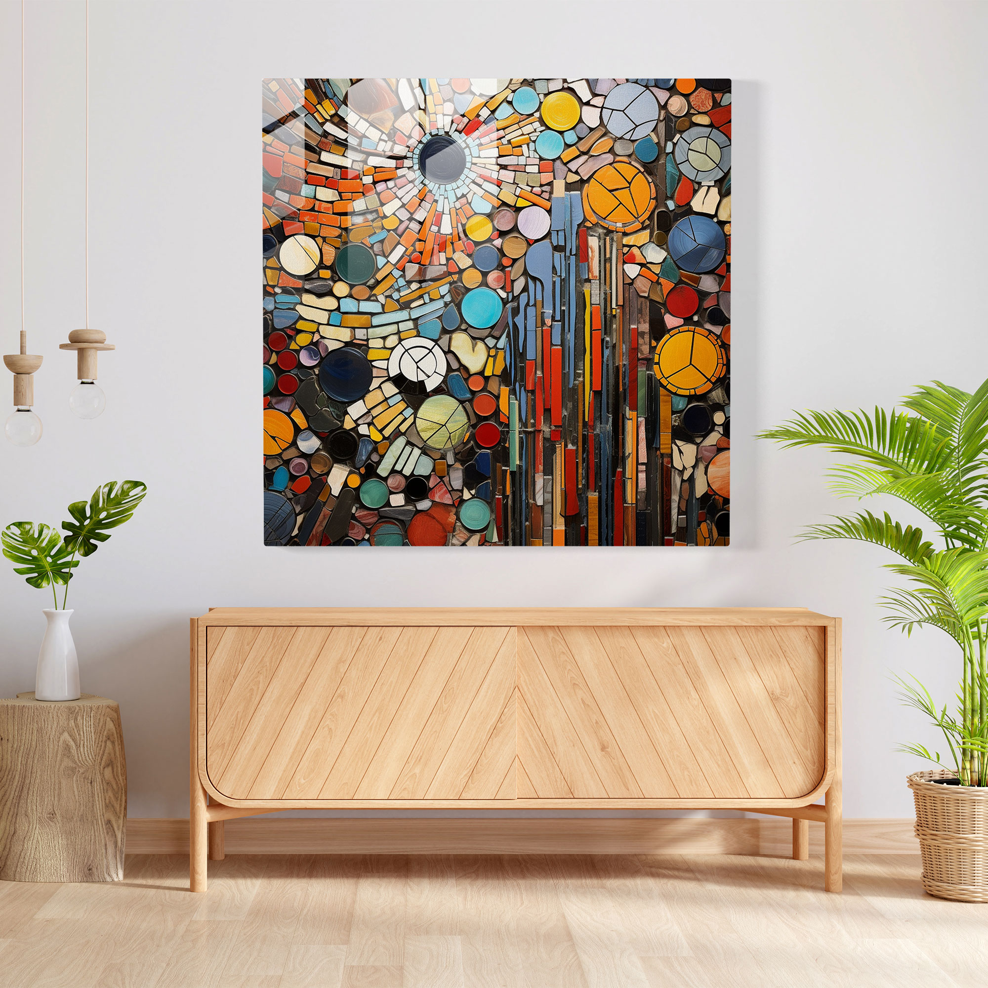 Funky Abstract Mosaic Glass Print - Funky, Collage, Glass Print, Home Decoration