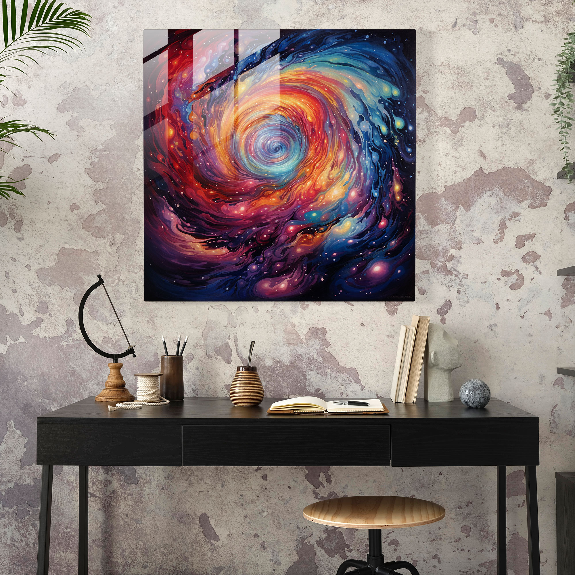 Funkygalaxy Glass Print - Funky, Home Decoration, Wall Decoration, Glass Art