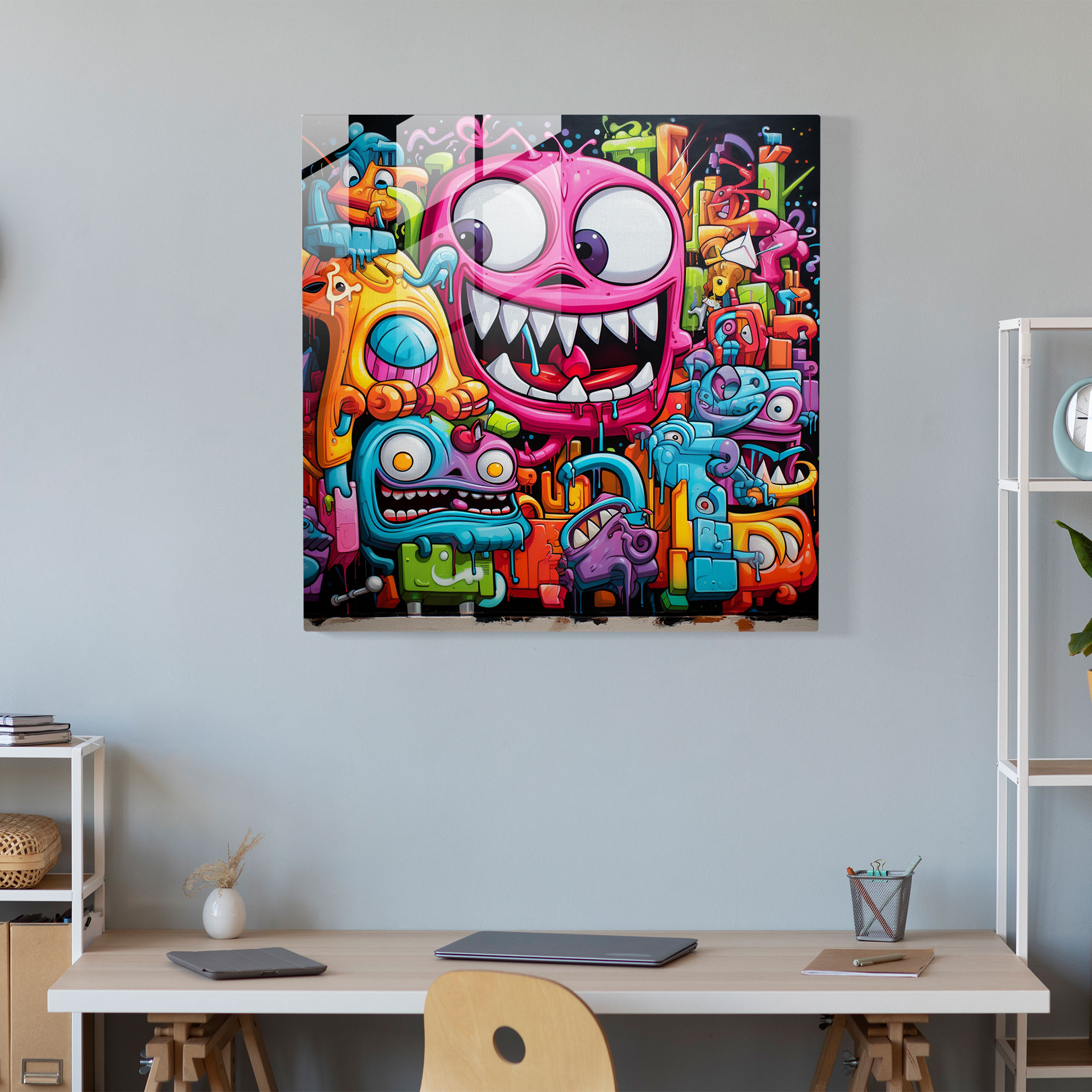 Funkycollab Glass Print - Funky, Modern Art, Graffiti, Home Decoration