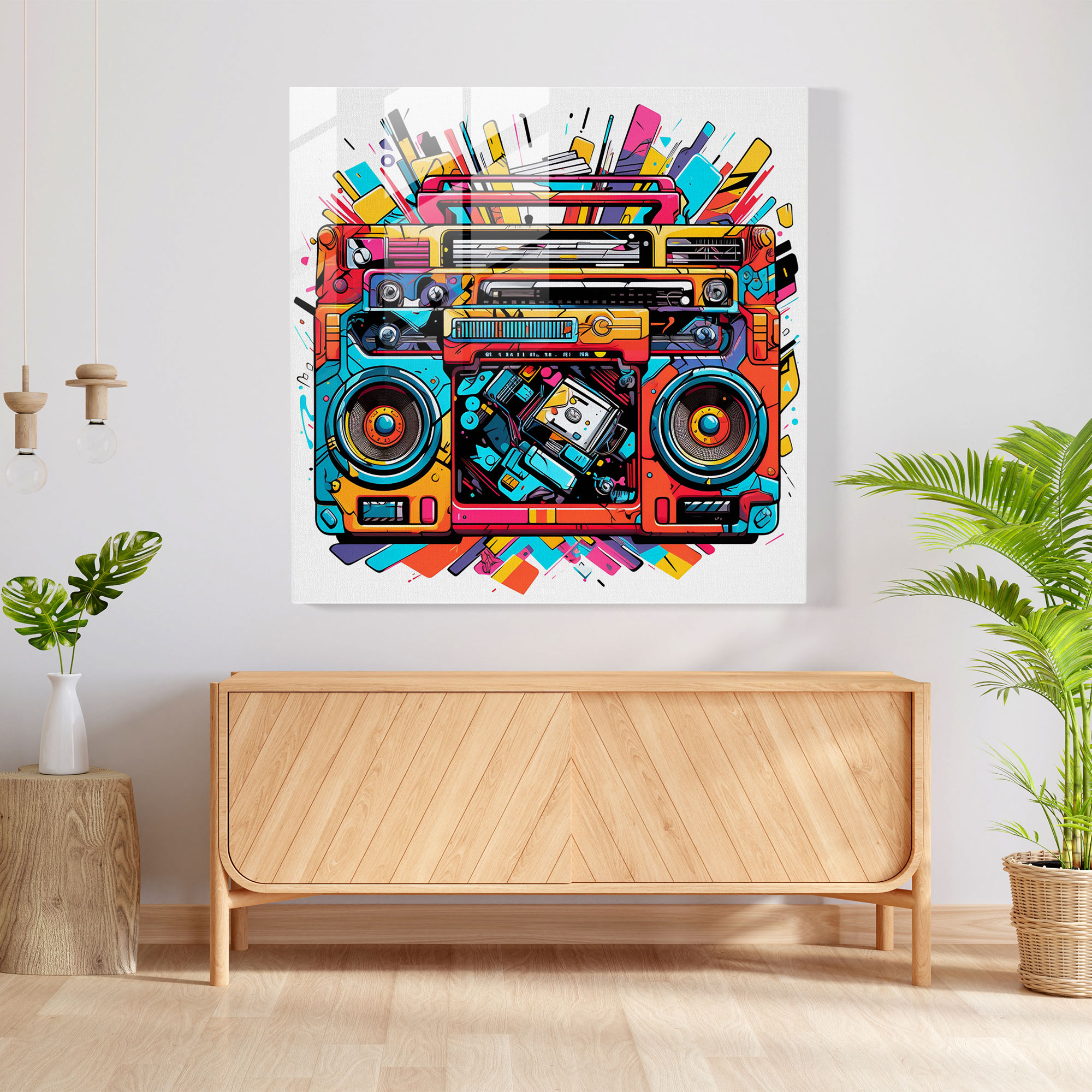 Funky Pop Art Glass Print - Funky, Glass Art, Colorful, Boombox
