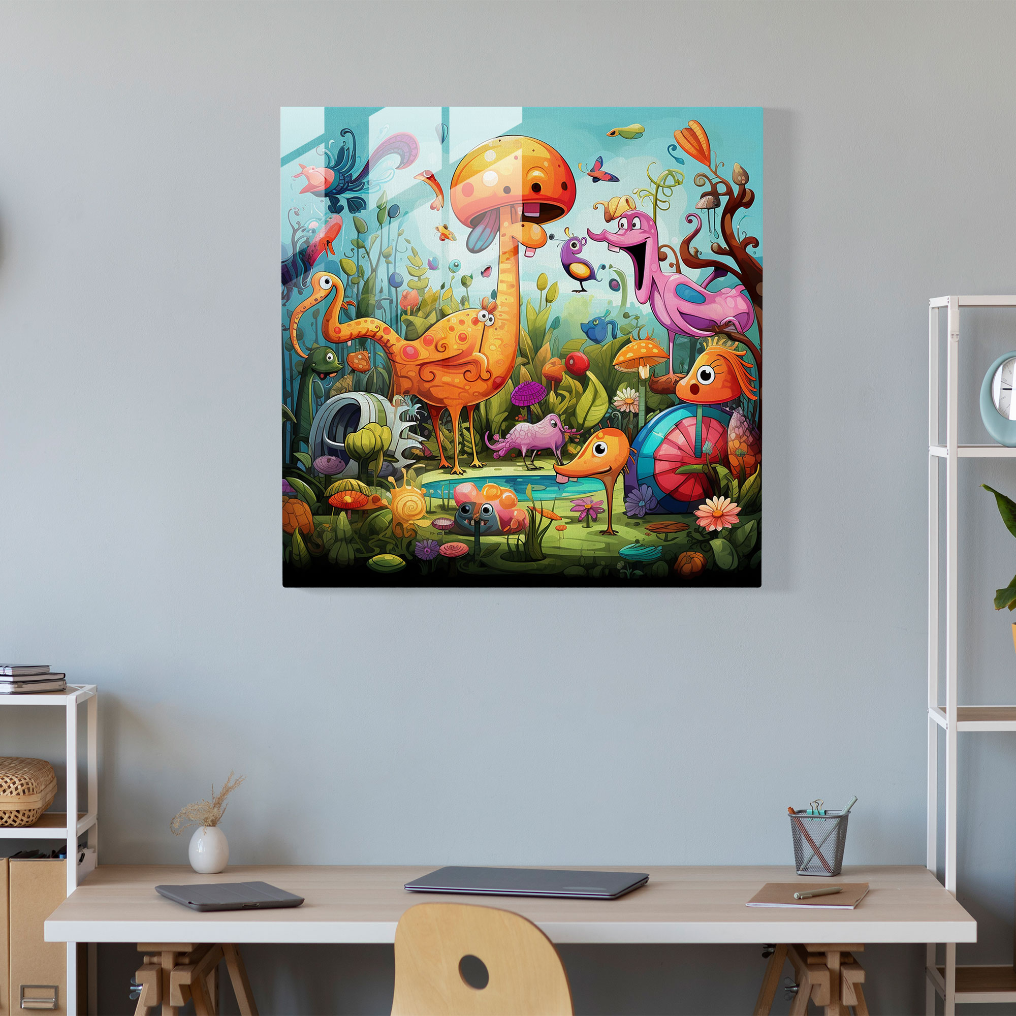 Funky Cartoon Glass Print - Funky, Glass Art, Home Decoration, Cartoon Illustration