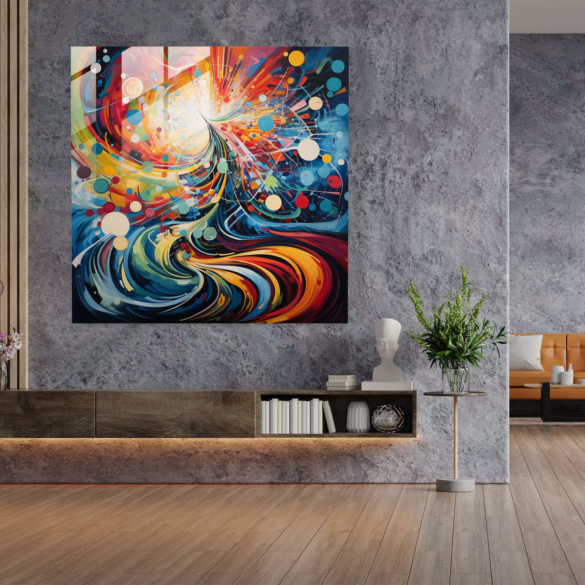 Funky Whirlwind Glass Print - Funky, Home Decoration, Glass Wall Art, Glass Print