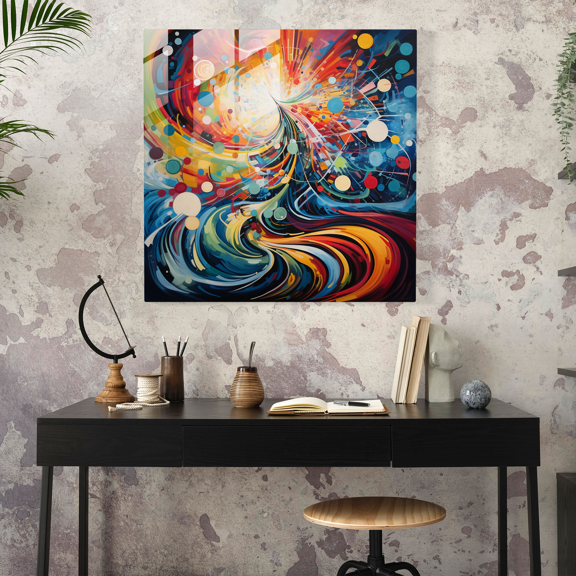 Funky Whirlwind Glass Print - Funky, Home Decoration, Glass Wall Art, Glass Print