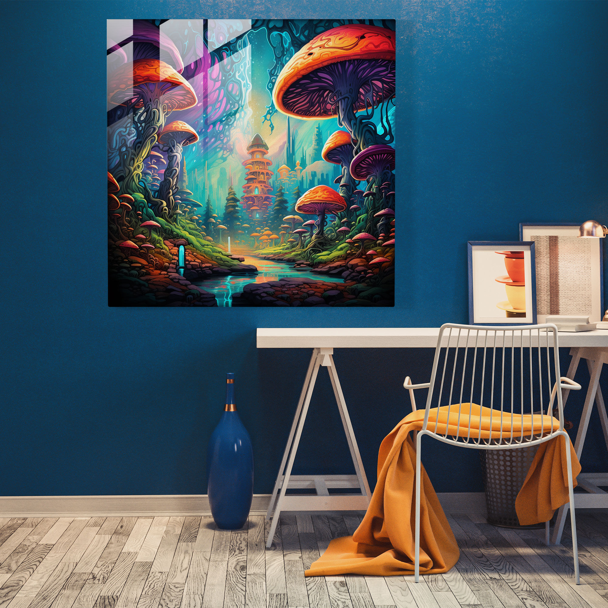 Funky Neon Glass Print Wall Art - Funky, Modern Art, Trippy Visuals, Glass Print