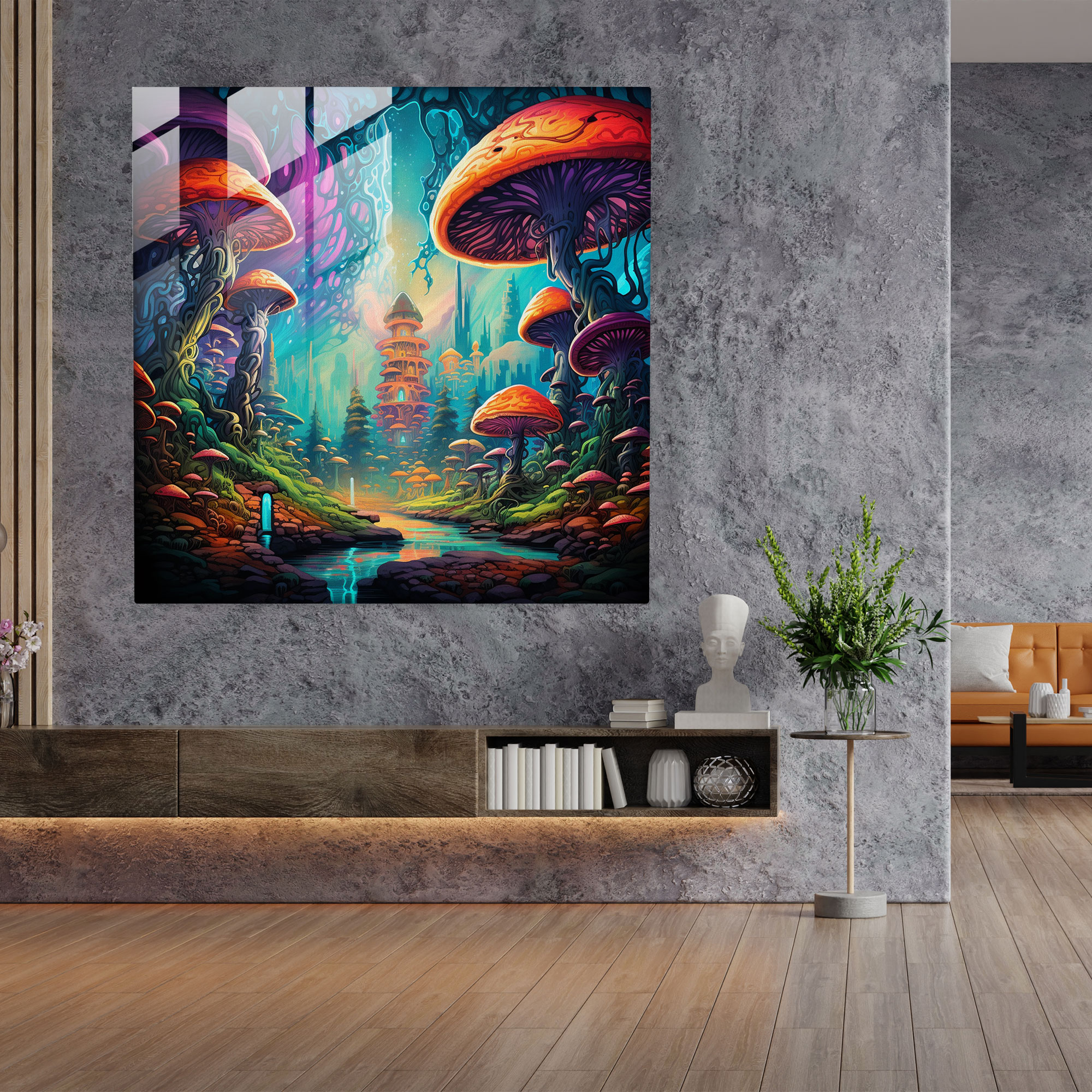 Funky Neon Glass Print Wall Art - Funky, Modern Art, Trippy Visuals, Glass Print