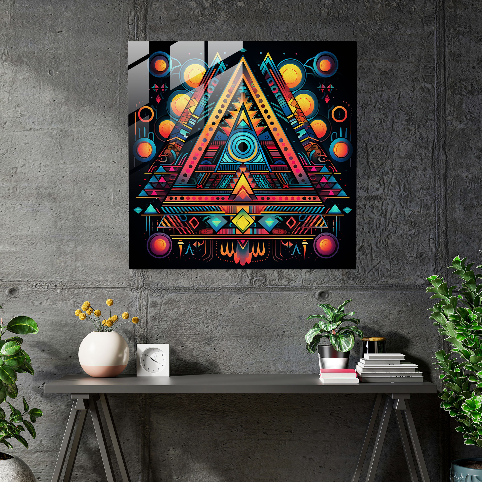 Symmetric Fusion Glass Print Wall Art - Funky, Eye-Catching, Vibrant Patterns, Home Decoration