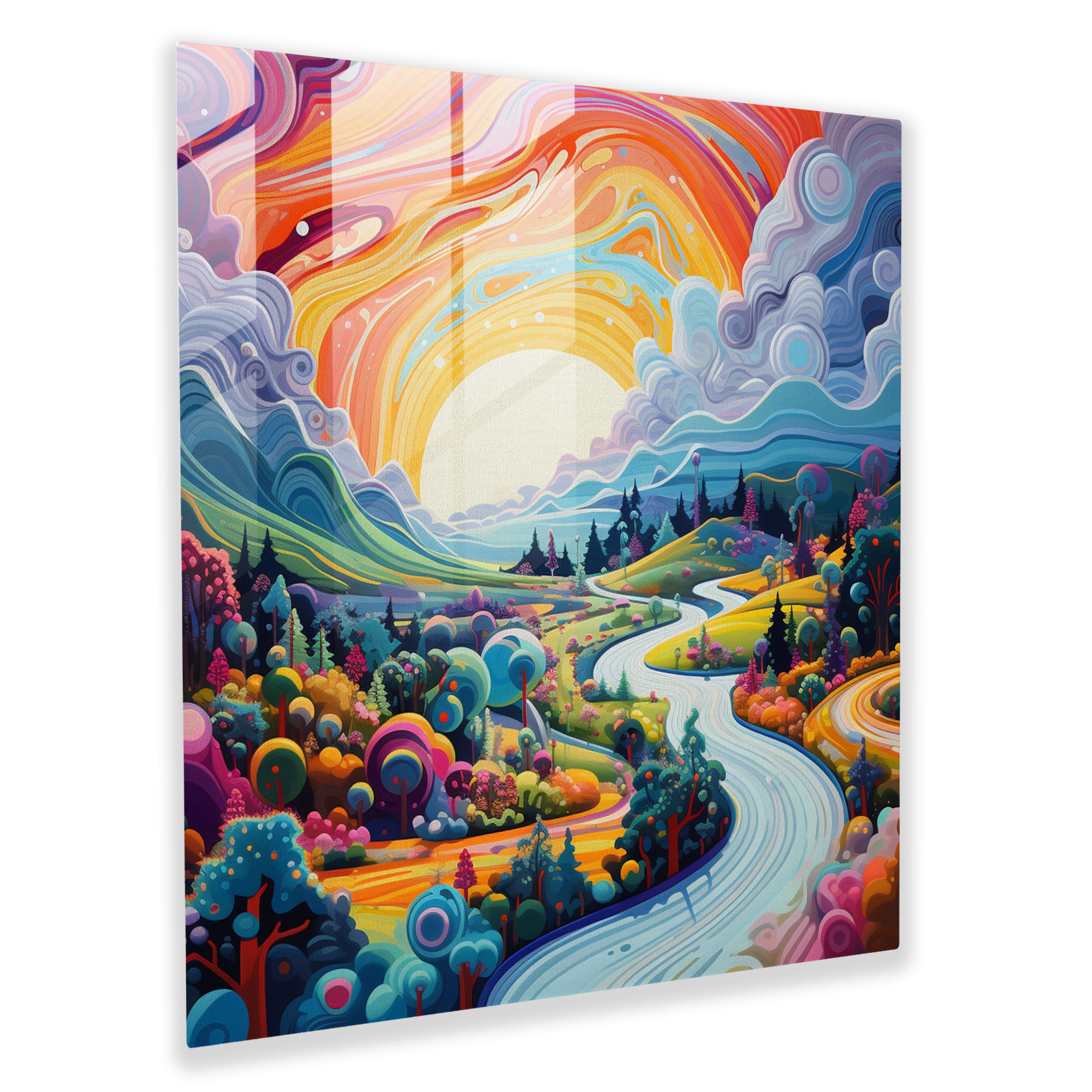 Psychedelic Wonderland Glass Print - Funky, Glass Wall Art, Wall Decoration, Psychedelic Patterns