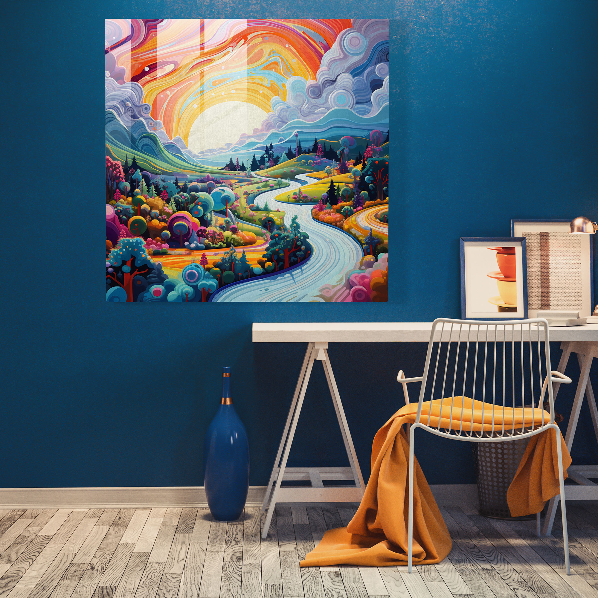 Psychedelic Wonderland Glass Print - Funky, Glass Wall Art, Wall Decoration, Psychedelic Patterns