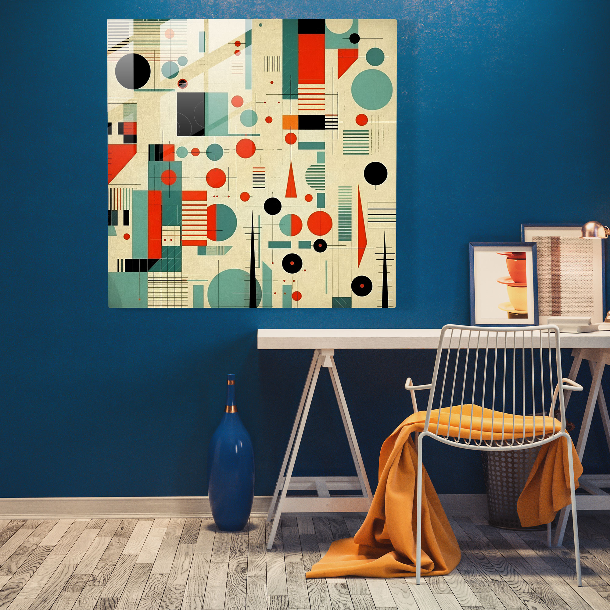 Retro Funk Glass Print - Funky, Geometric Shapes, Retro Style Illustration, Funky