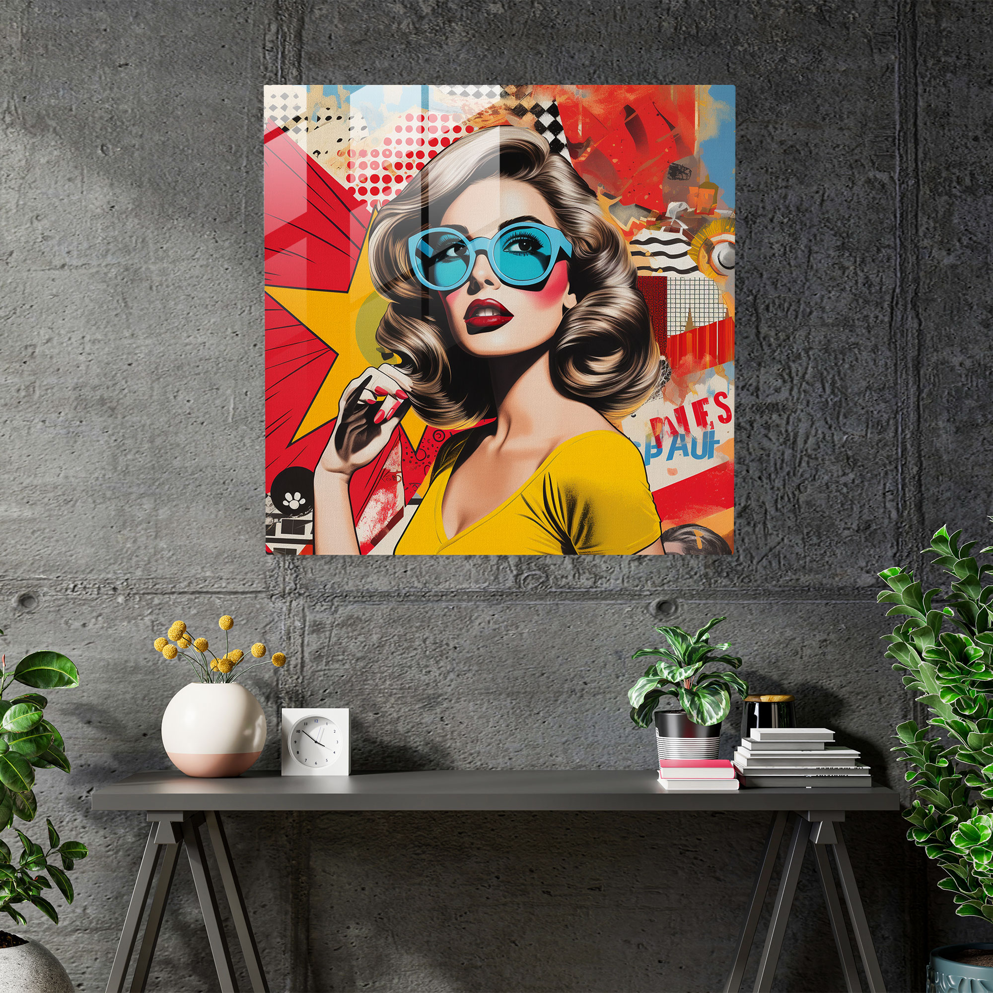 Pop Art Explosion Glass Print - Funky, Modern Art, Wall Decoration, Glass Wall Art