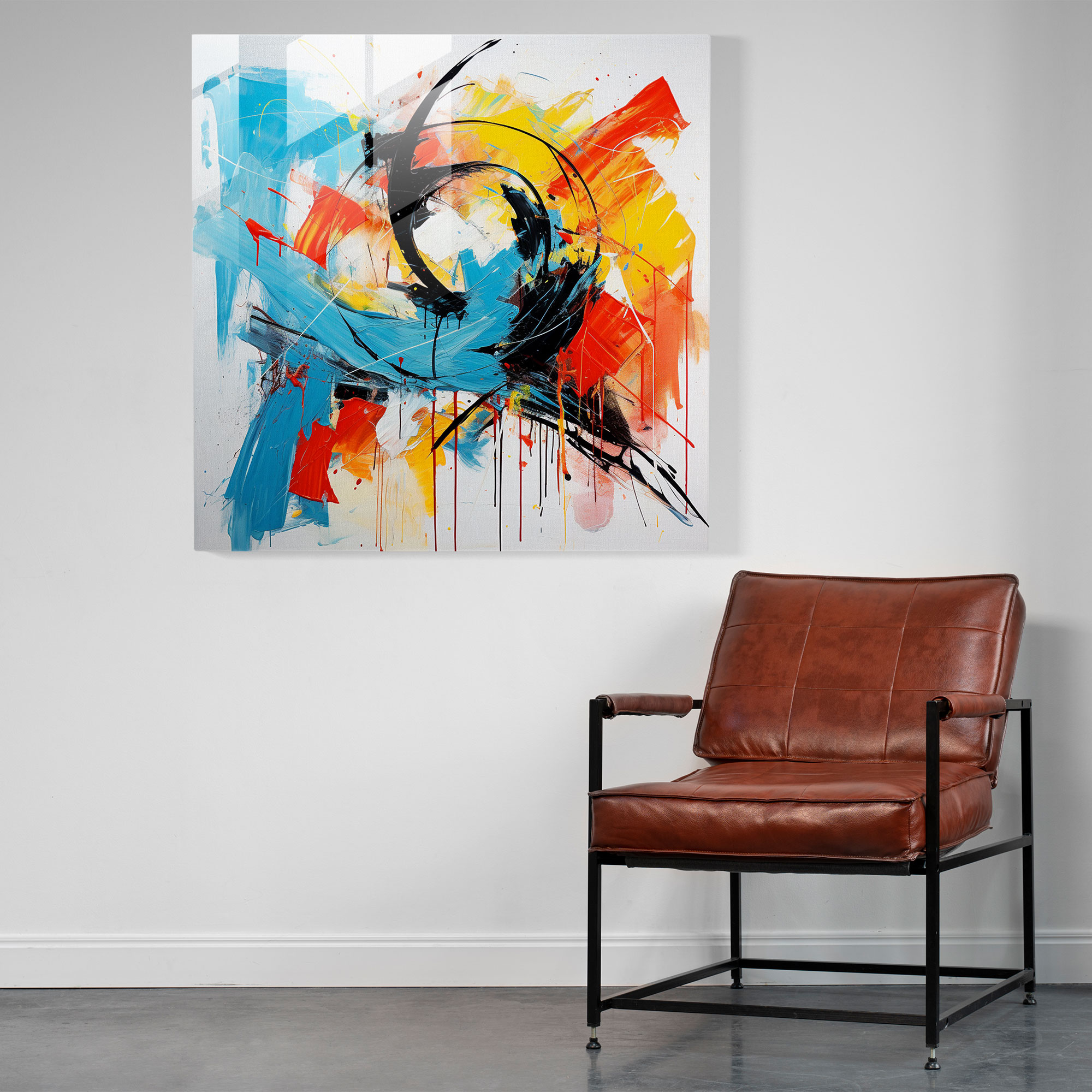 Funky Abstract Expressions Glass Print - Funky, Splashes Of Colors, Artistic Freedom, Abstract Expressionism