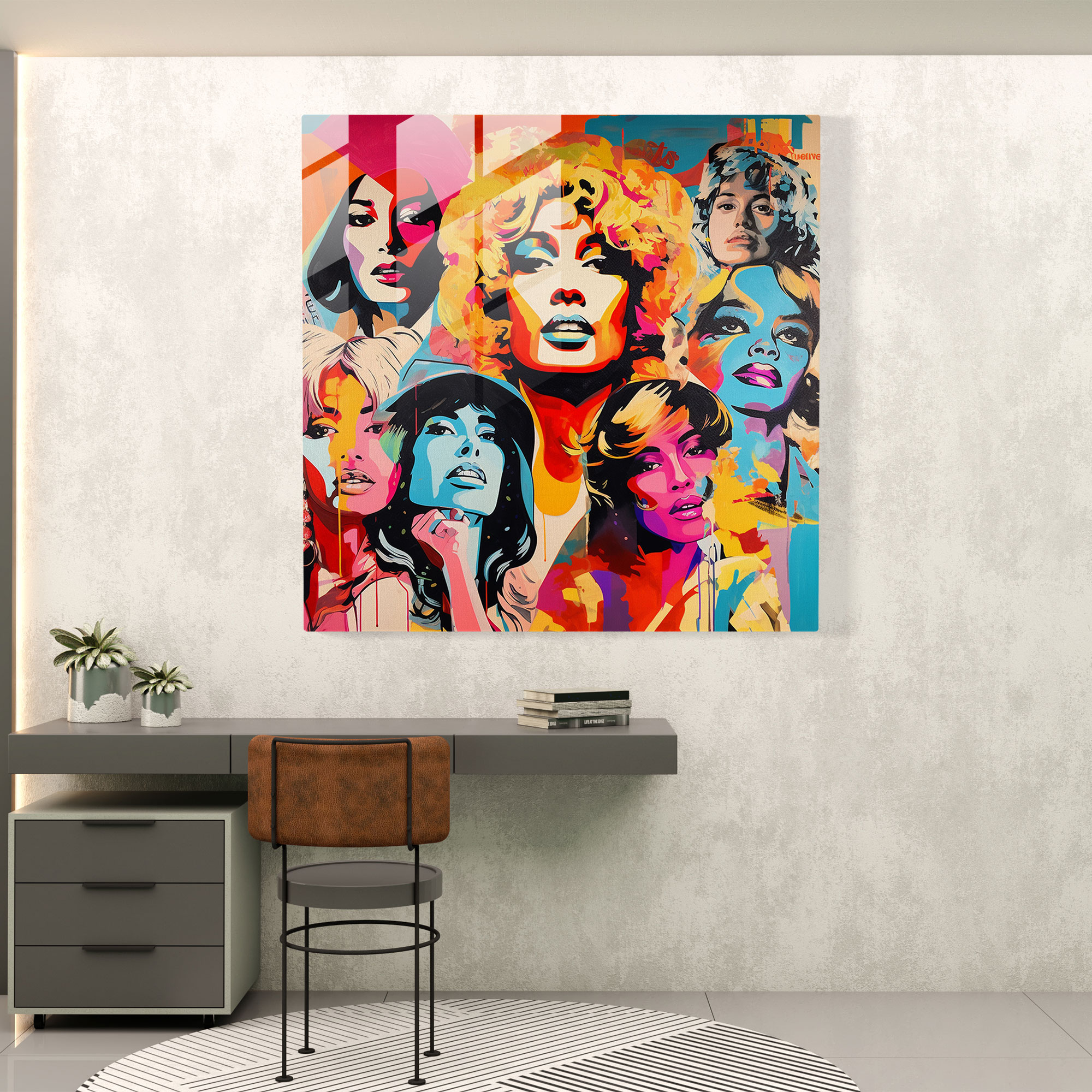 Funky Pop Art Glass Print - Funky, Famous Faces, Glass Print, Glass Wall Art