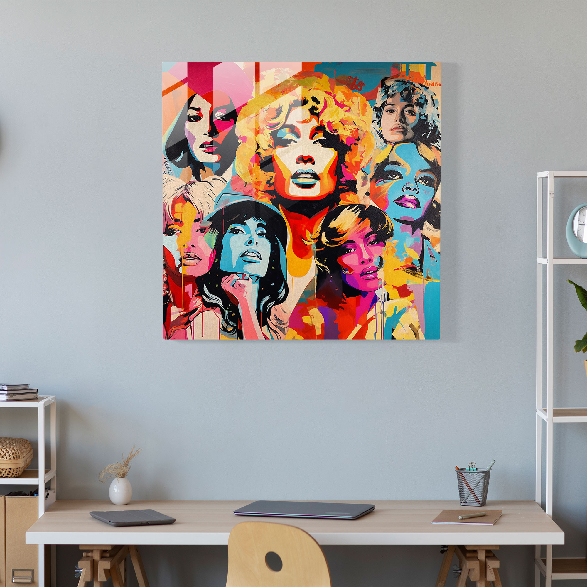 Funky Pop Art Glass Print - Funky, Famous Faces, Glass Print, Glass Wall Art