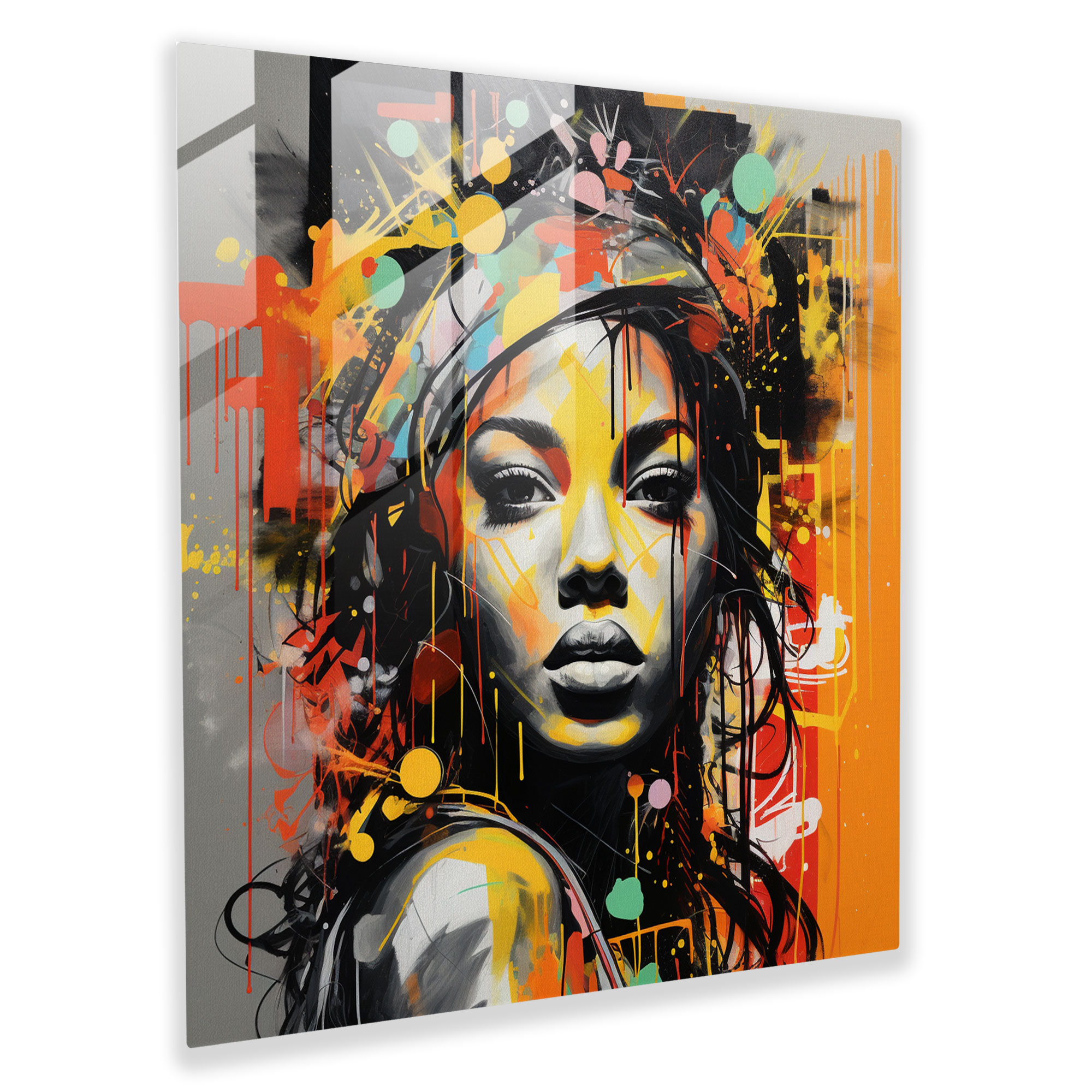 Funky Graffiti Glass Print - Funky, Edgy, Graffiti-Inspired Artwork, Glass Print