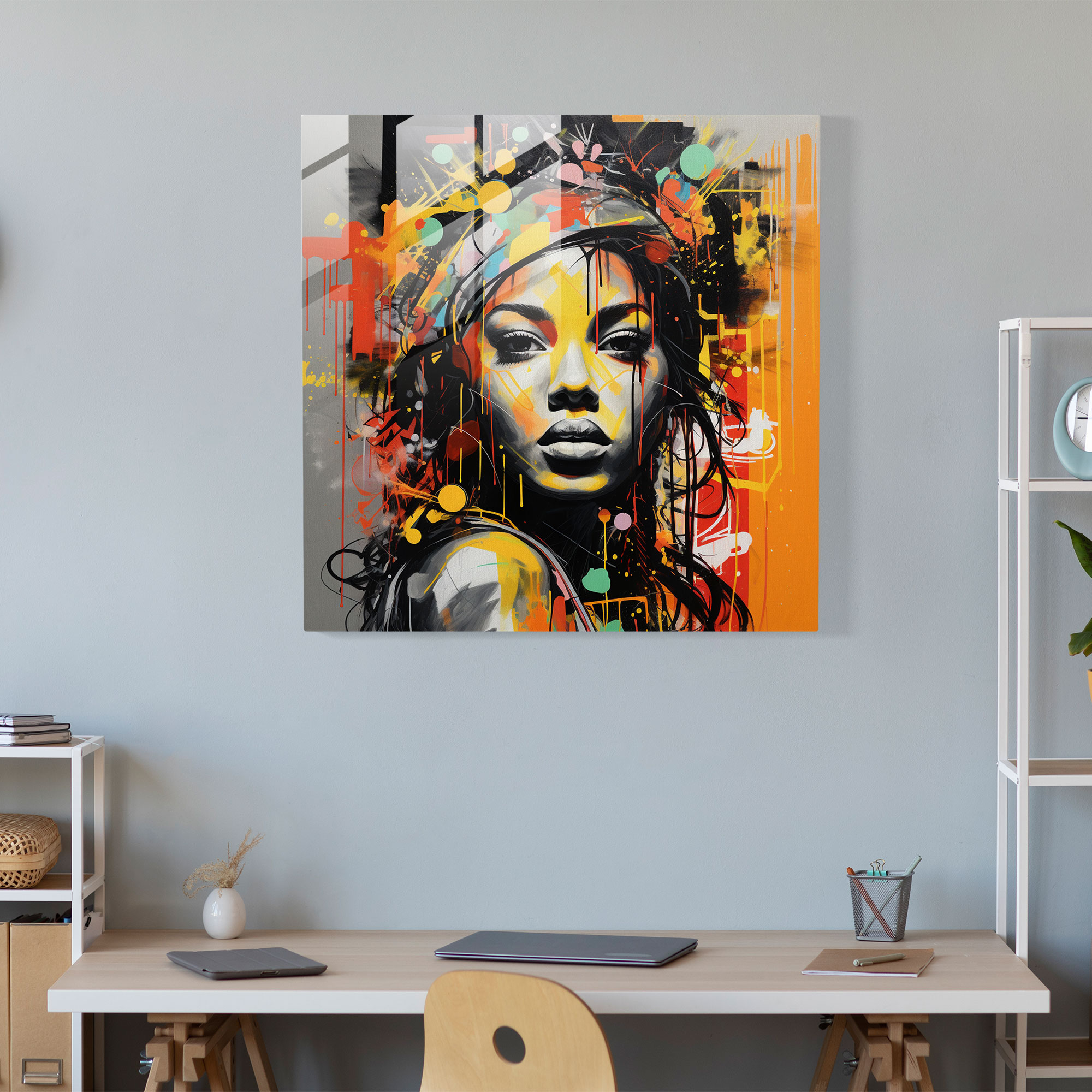 Funky Graffiti Glass Print - Funky, Edgy, Graffiti-Inspired Artwork, Glass Print