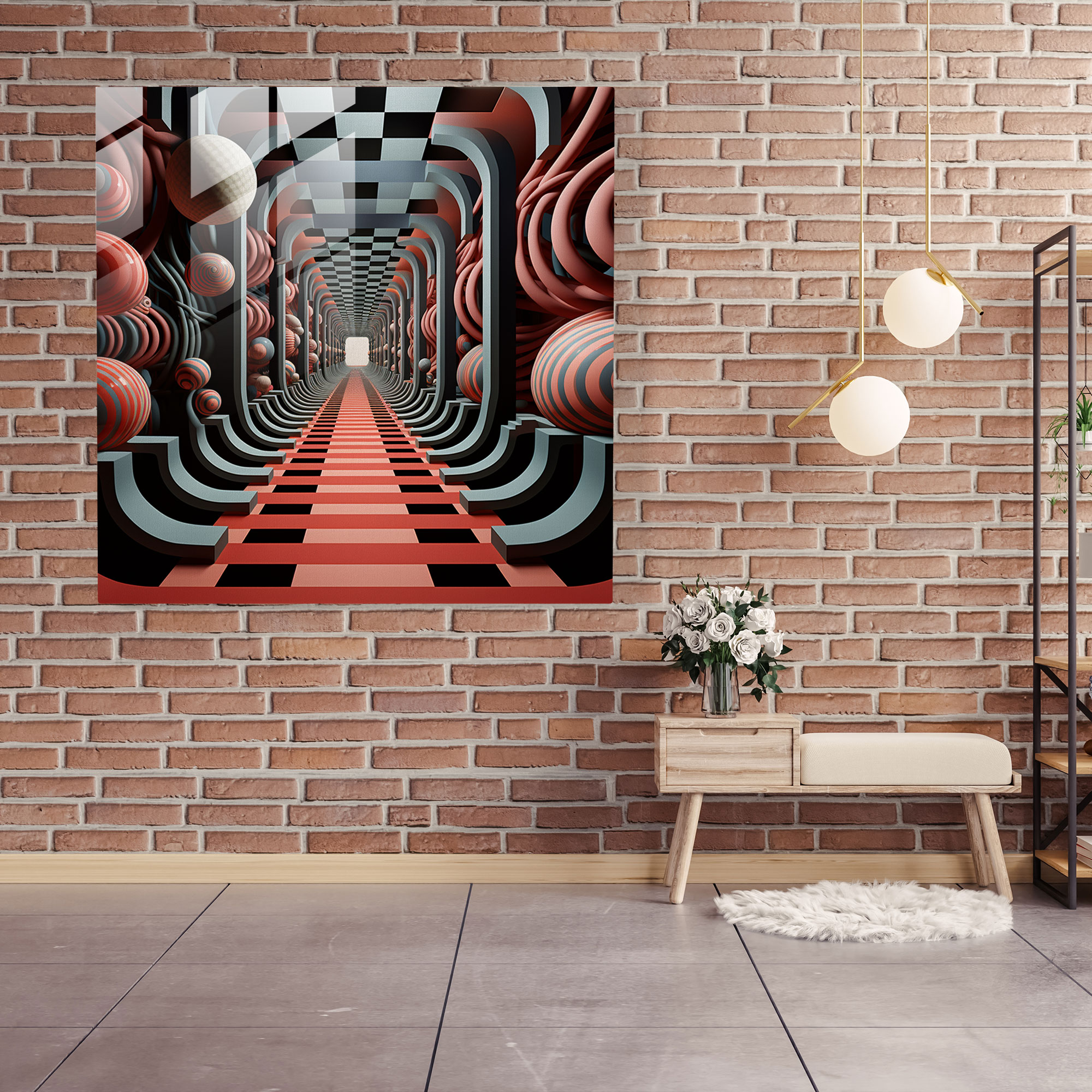 Funky Optical Illusion Glass Print - Funky, Optical Illusion, Wall Decoration, Home Decoration