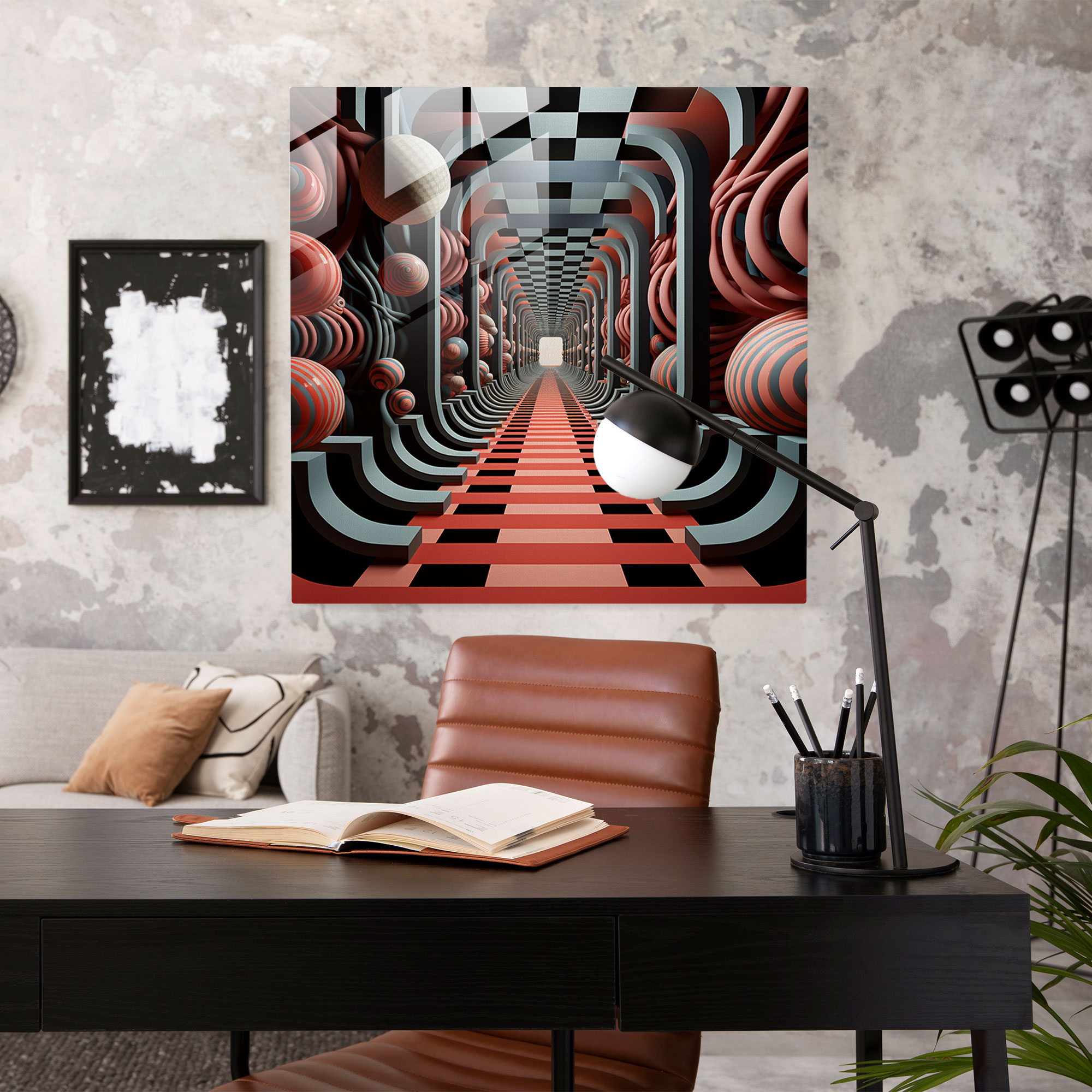 Funky Optical Illusion Glass Print - Funky, Optical Illusion, Wall Decoration, Home Decoration