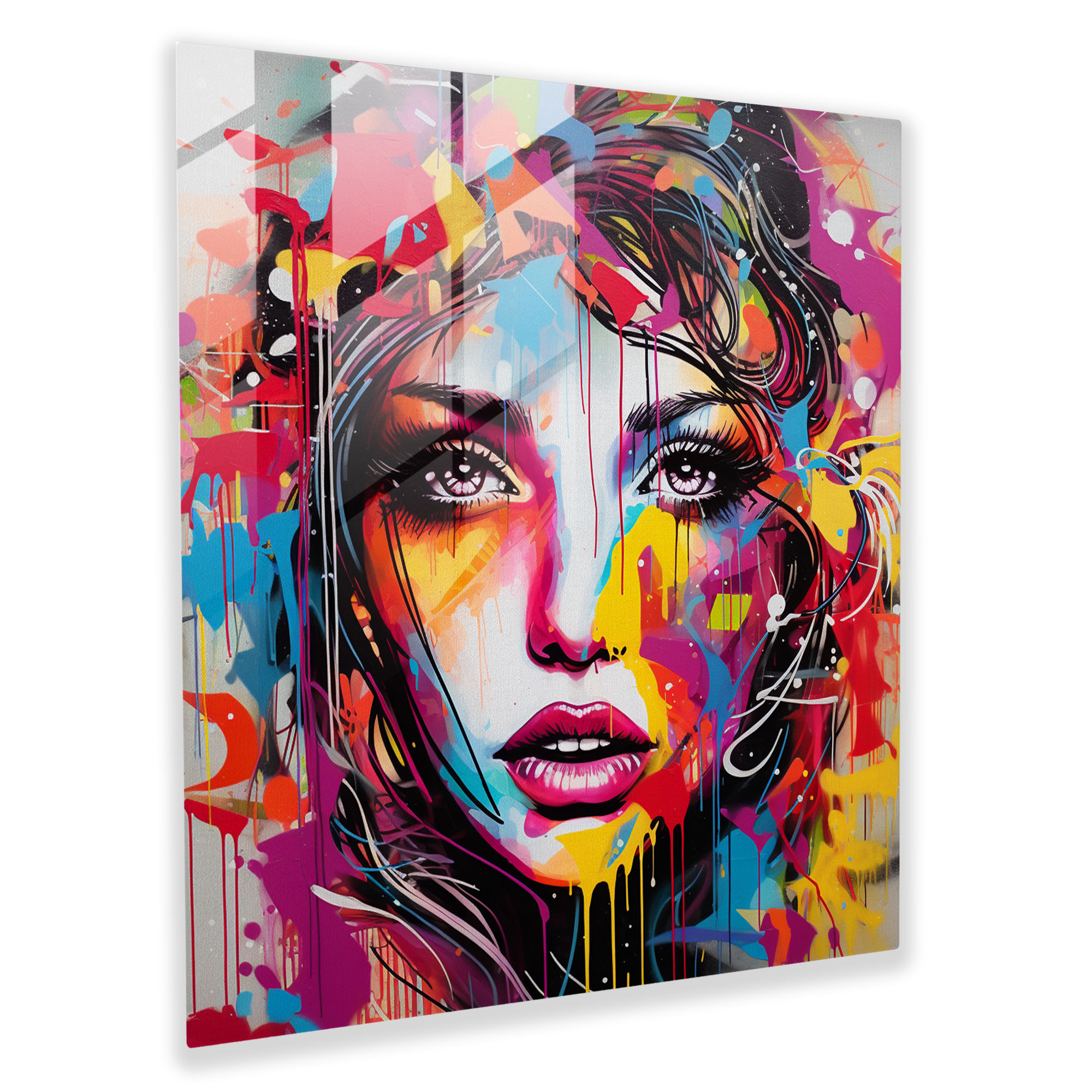 Funky Street Art Glass Print - Funky, Street Art Graffiti, Riot Of Colors, Home Decoration