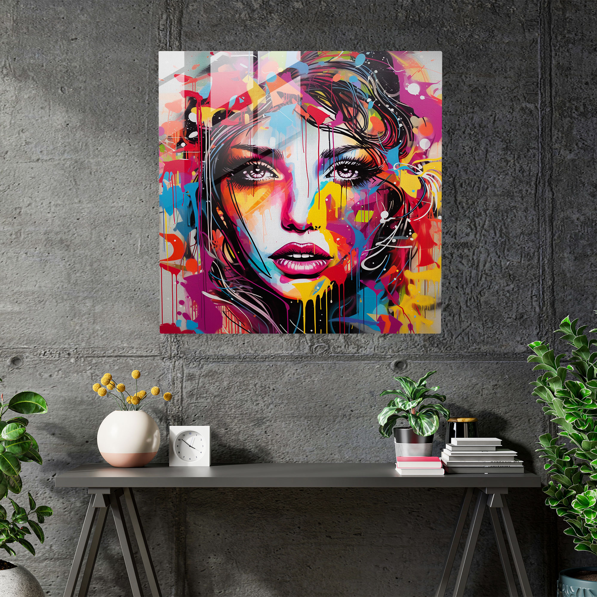 Funky Street Art Glass Print - Funky, Street Art Graffiti, Riot Of Colors, Home Decoration