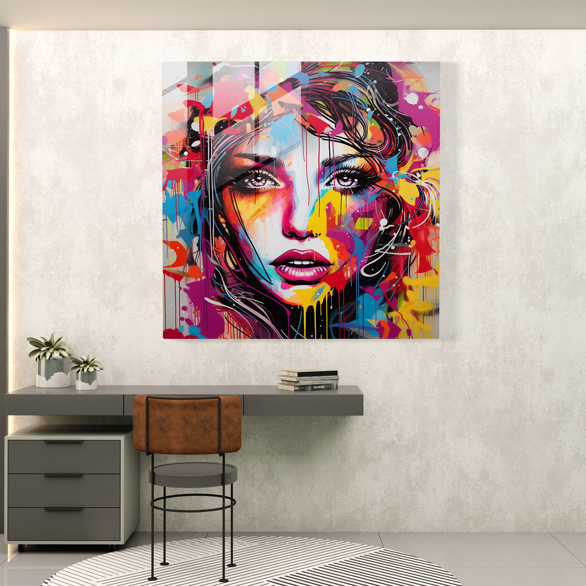 Funky Street Art Glass Print - Funky, Street Art Graffiti, Riot Of Colors, Home Decoration