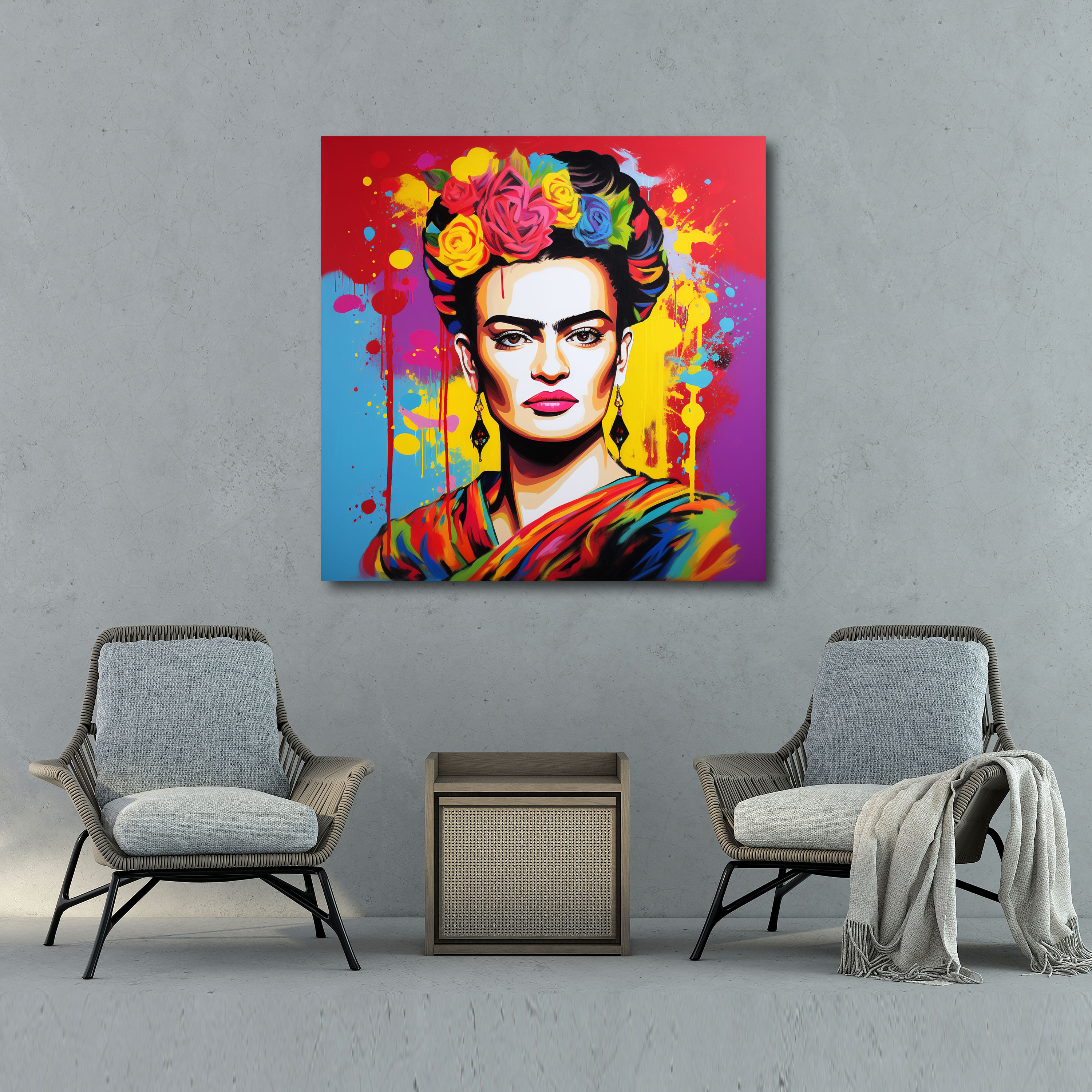 Modern Frida Kahlo Kanvas Tablo - Frida Kahlo Kanvas Kanvas Duvar Sanatı Canlı Renkler