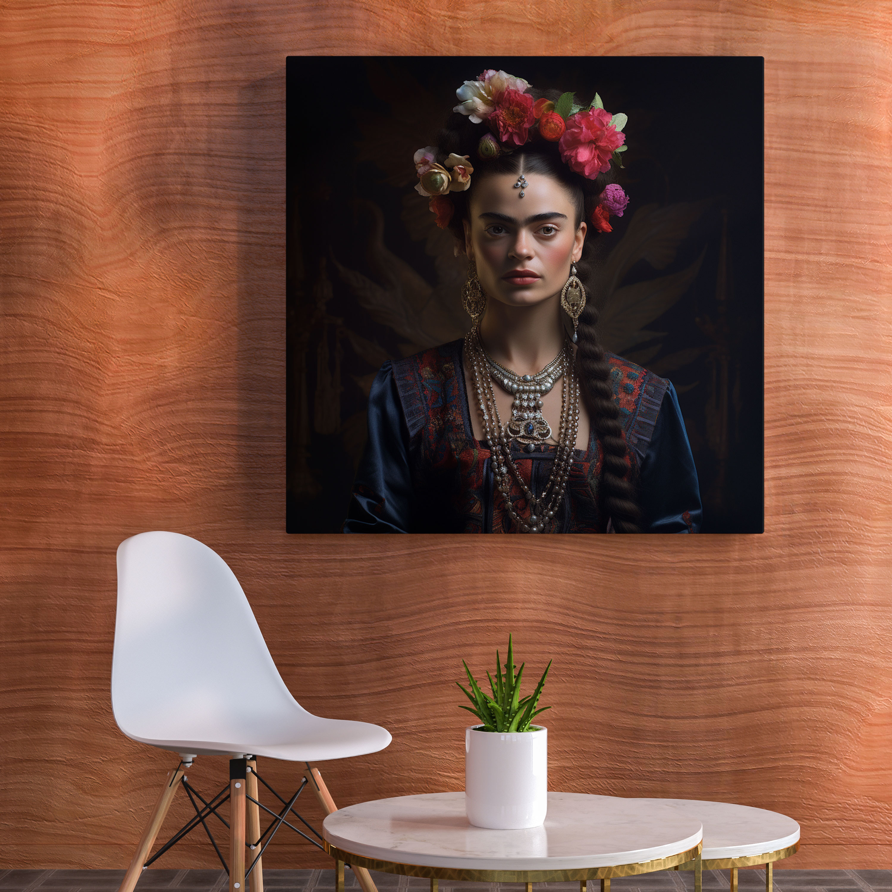 Frida Kahlo Canvas Wall Decoration - Frida Kahlo, Canvas Print, Photorealistic Portrait, Wall Decoration