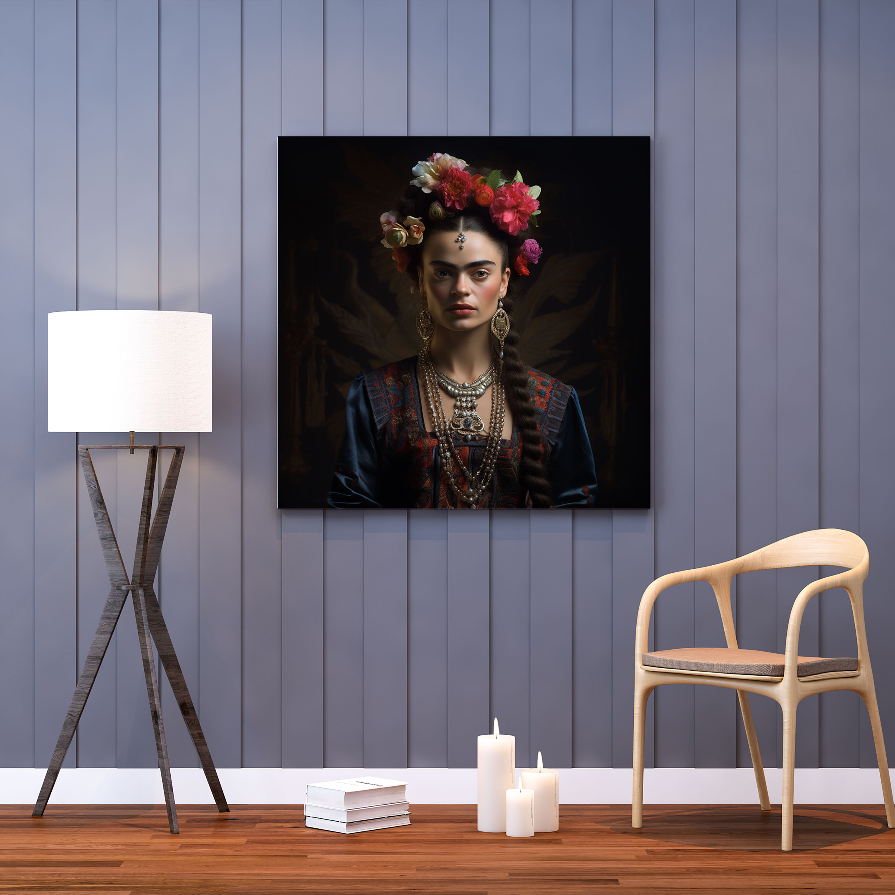 Frida Kahlo Canvas Wall Decoration - Frida Kahlo, Canvas Print, Photorealistic Portrait, Wall Decoration