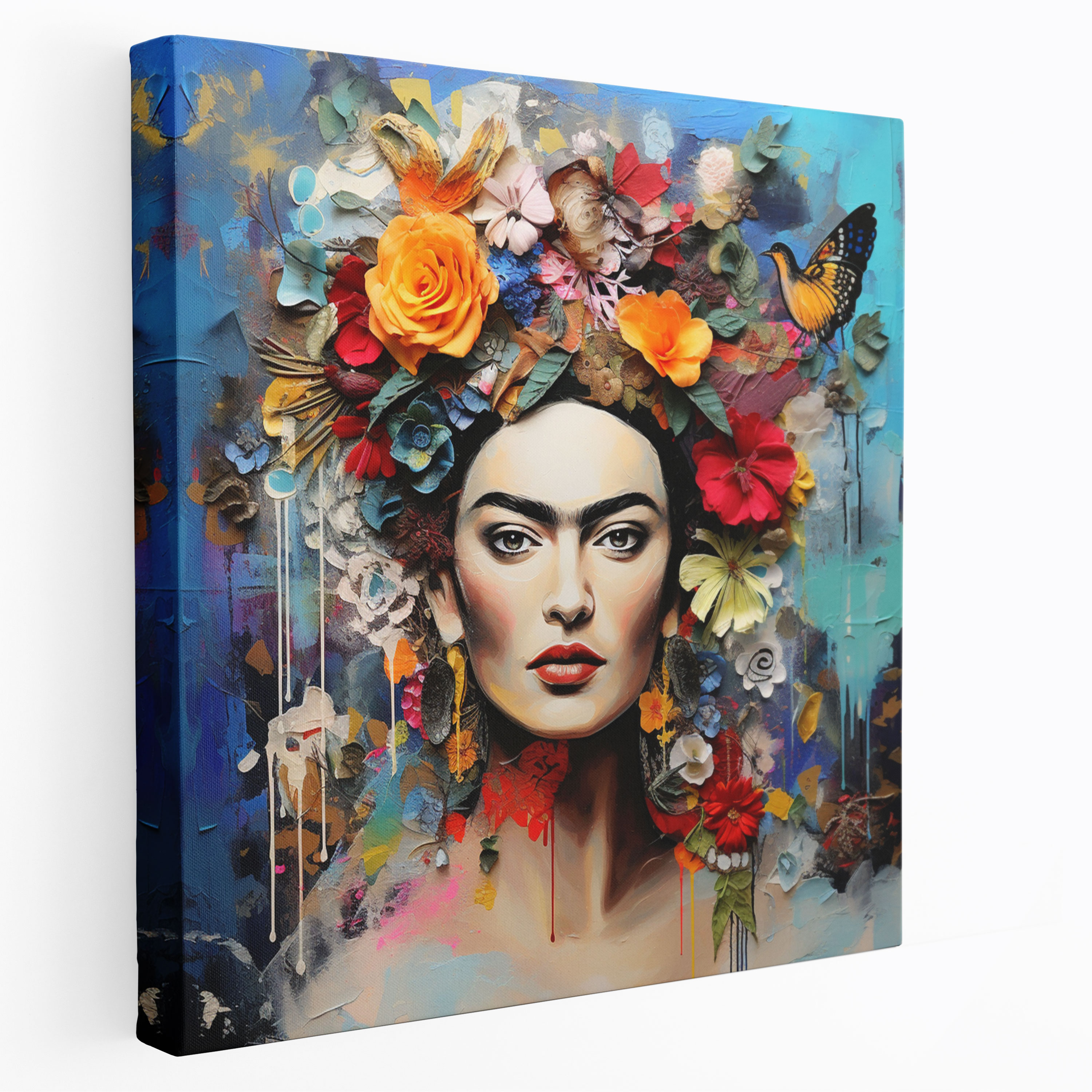 Frida Kahlo Soyut Kanvas Tablo - Dokularıyla Frida Kahlo Fusion