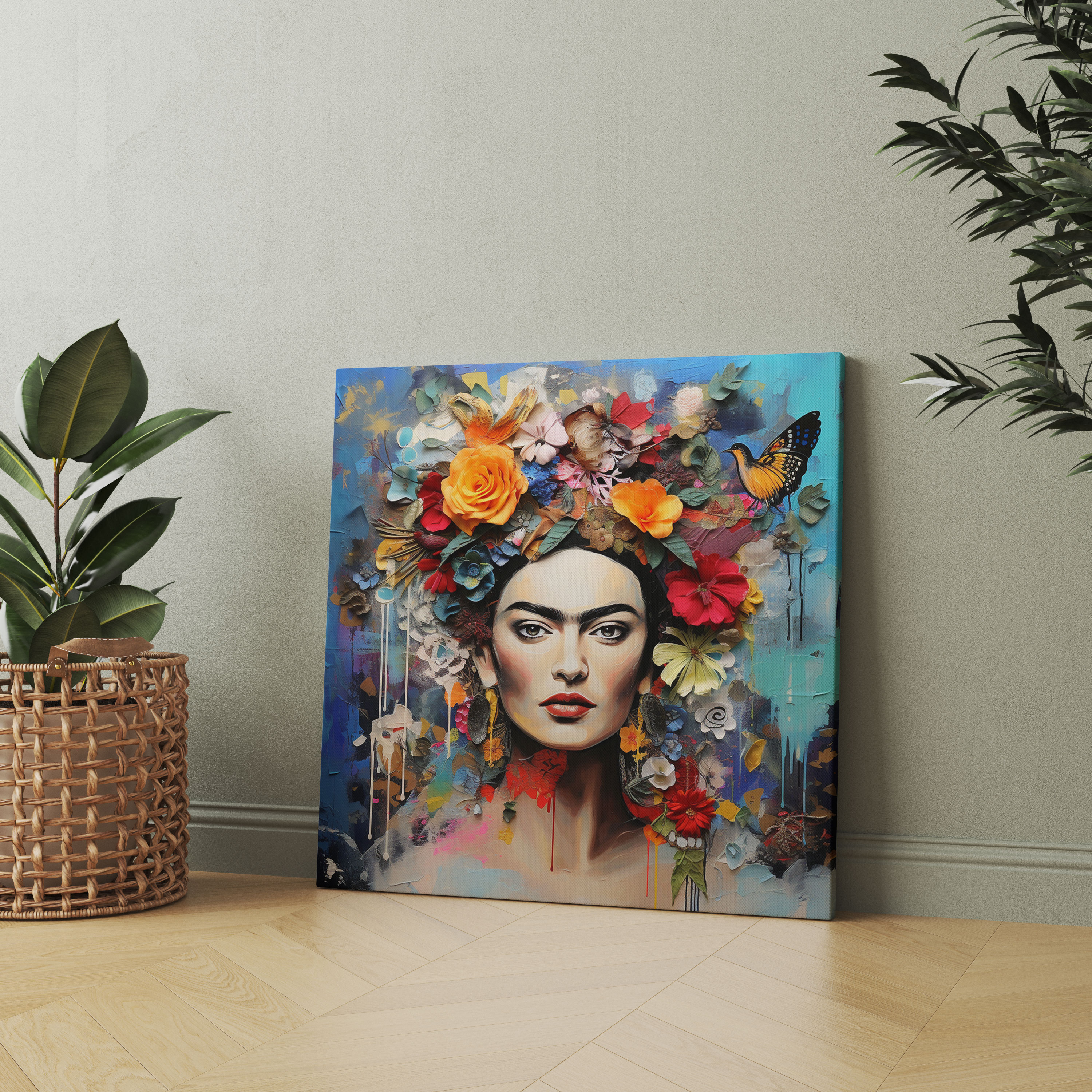 Frida Kahlo Soyut Kanvas Tablo - Dokularıyla Frida Kahlo Fusion