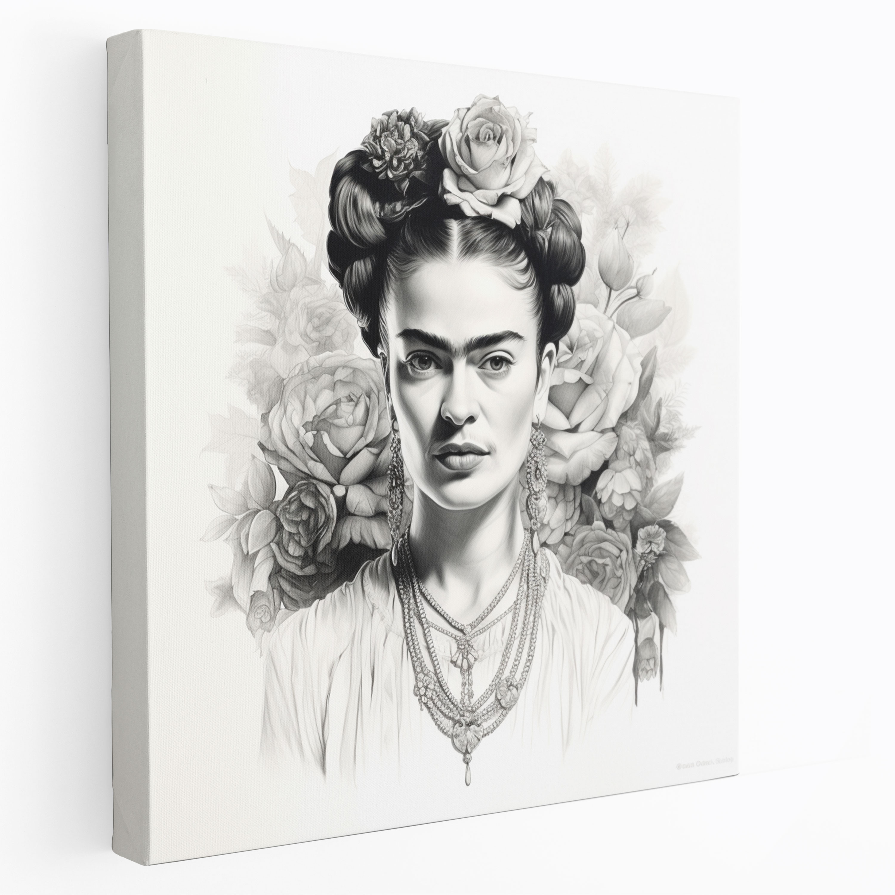 Monokrom Frida Kahlo Kanvas Tablo - Frida Kahlo Duvar Sanatı Duvar Dekorasyonu