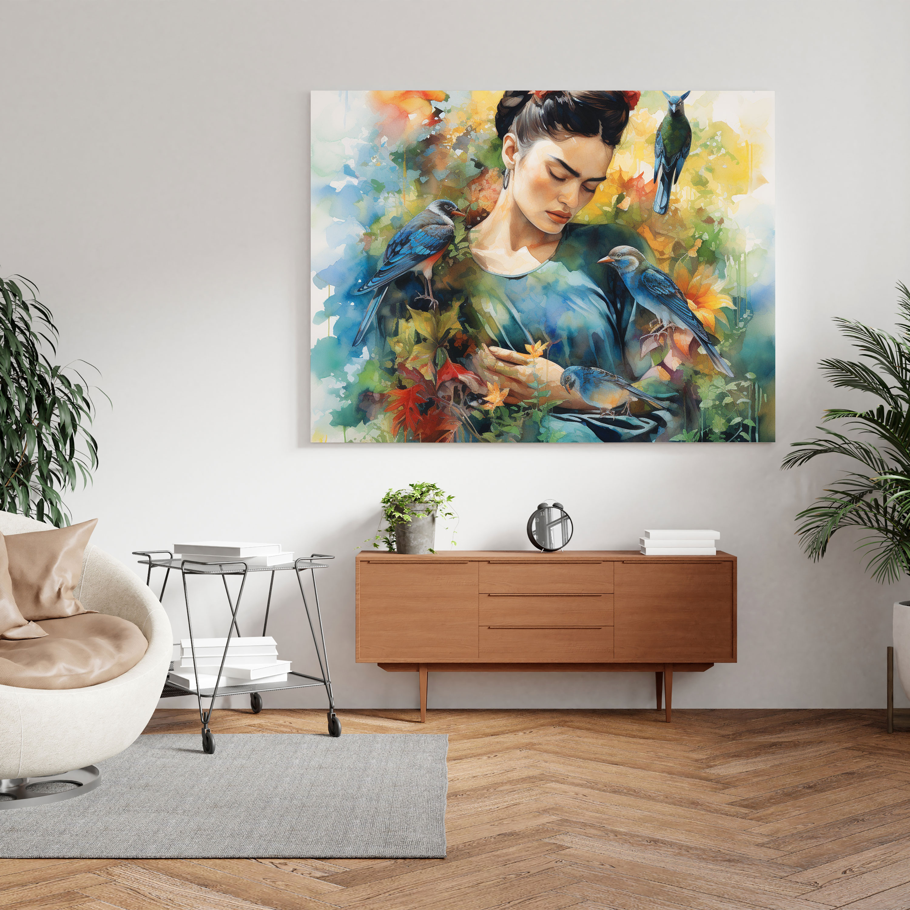 Frida Kahlo Suluboya Kanvas Tablo - Frida Kahlo Kanvas Duvar Sanatı
