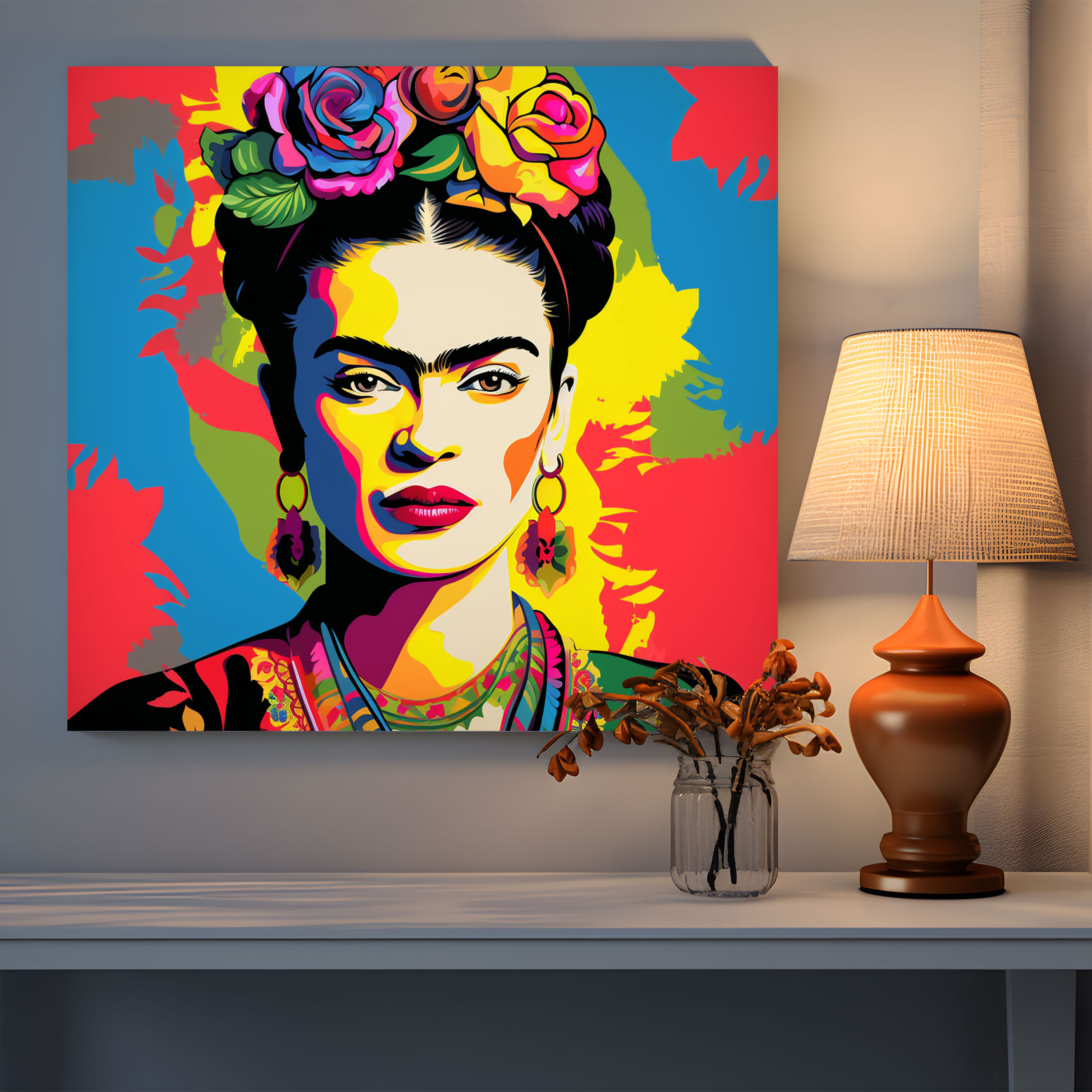 Pop Art Frida Kahlo Kanvas Tablo - Frida Kahlo Duvar Dekorasyonu Kişilik