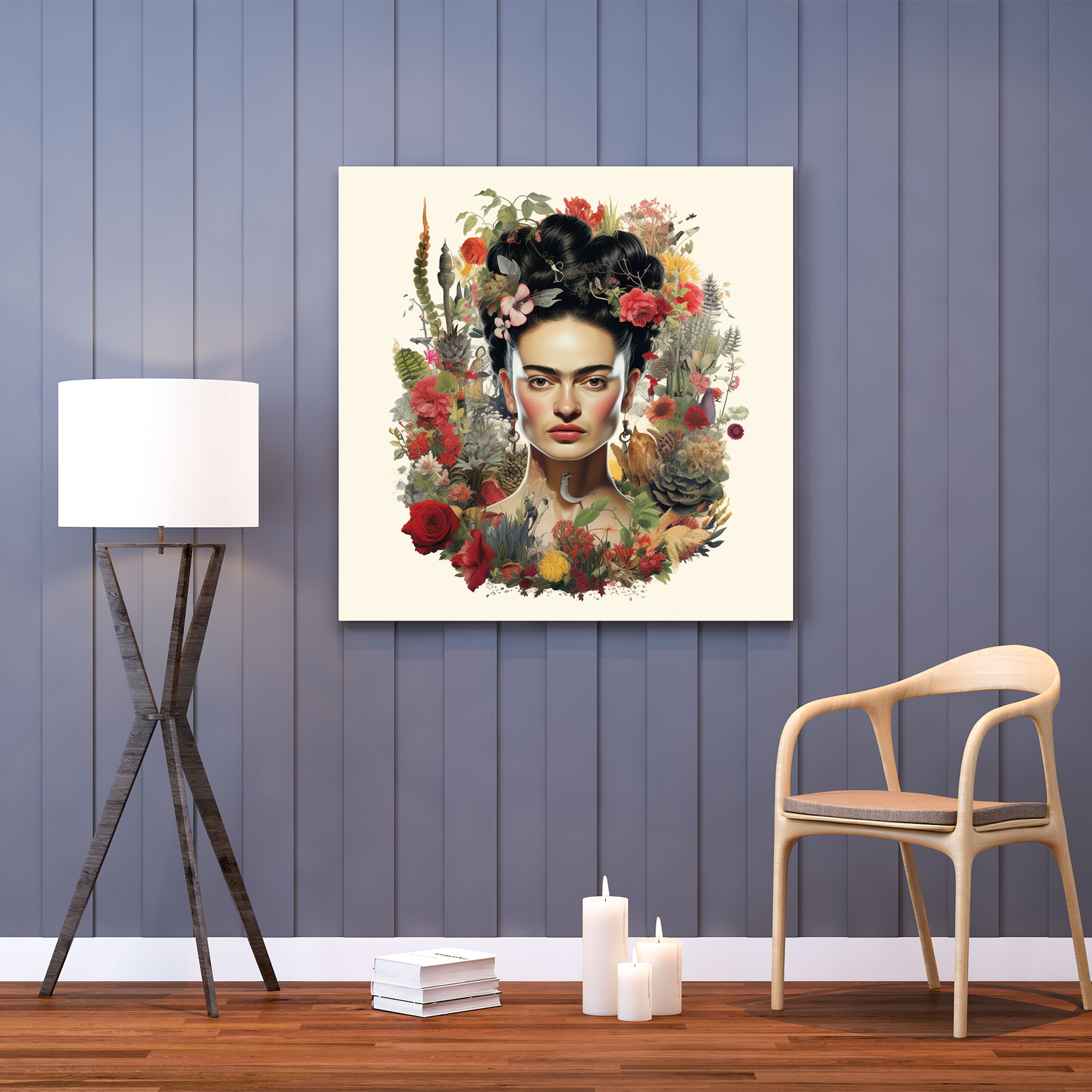 Frida Kahlo Botanik Kanvas Tablosu - Frida Kahlo Botanik İllüstrasyon Çiçek Düzenlemeleri
