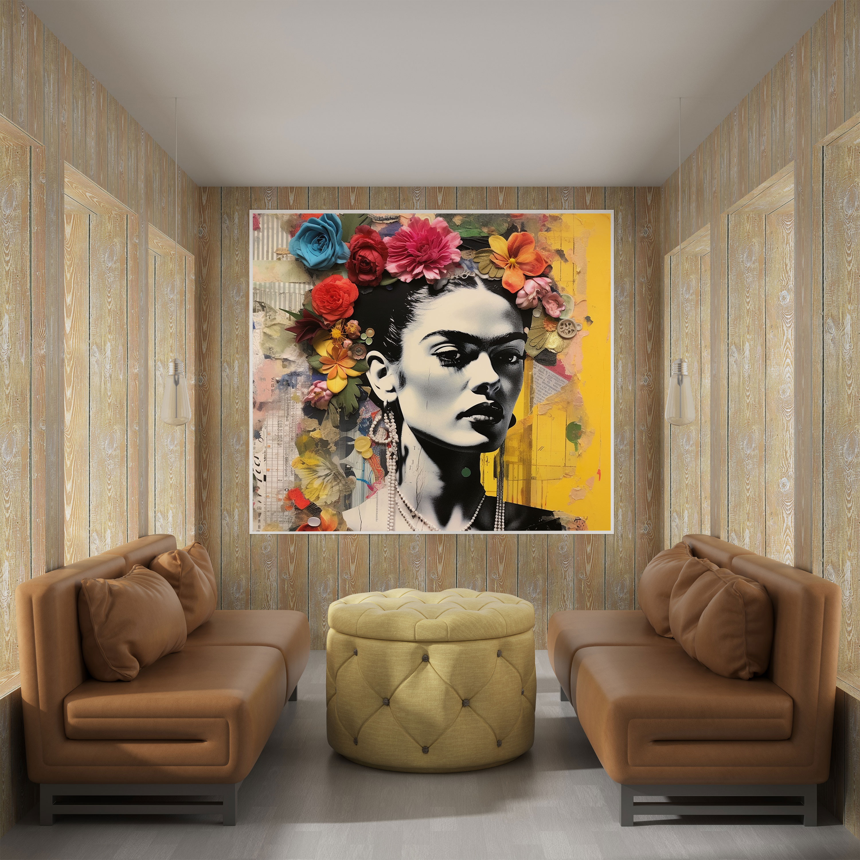 Frida Kahlo Canvas Print - Frida Kahlo, Diverse Materials, Abstract Mixed Media Collage, Wall Decoration
