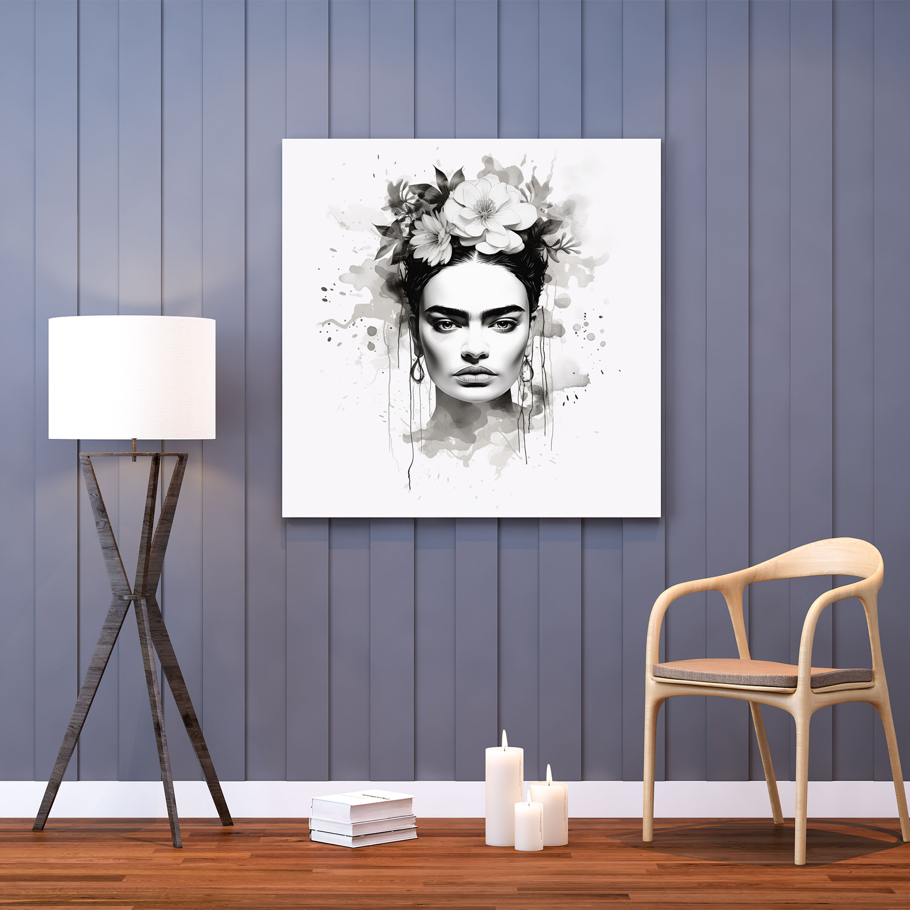 Frida Kahlo Minimalist Canvas Print - Frida Kahlo, Canvas, Wall Decoration, Sketch