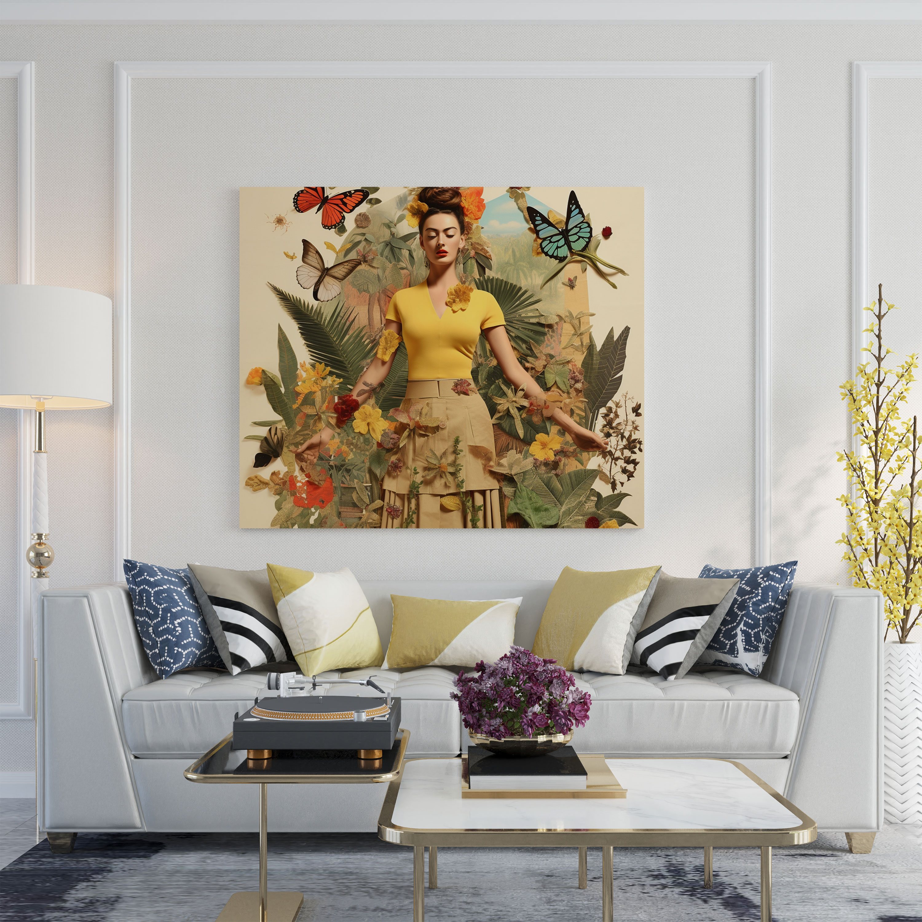 Frida Kahlo'nun Sürrealist Kanvas Tablosu - Ev Dekorasyonu Sembolizm Duvar Dekorasyonu