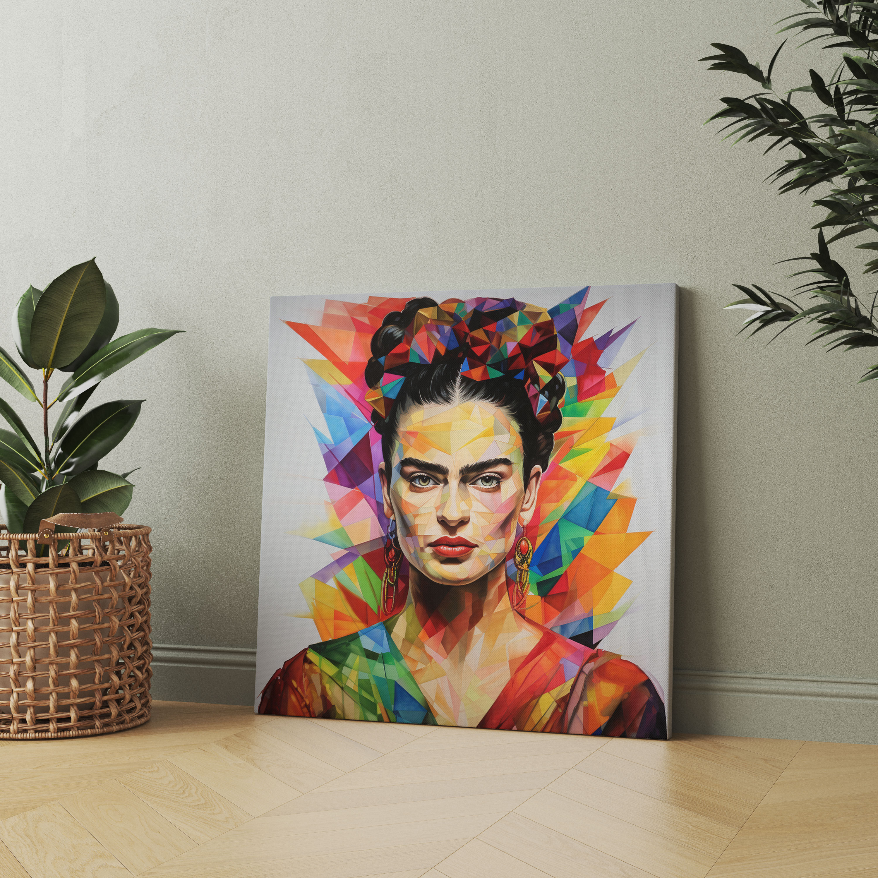 Frida Kahlo Kanvas Tablo - Kübist Sanat Eseri - Canlı Renkler